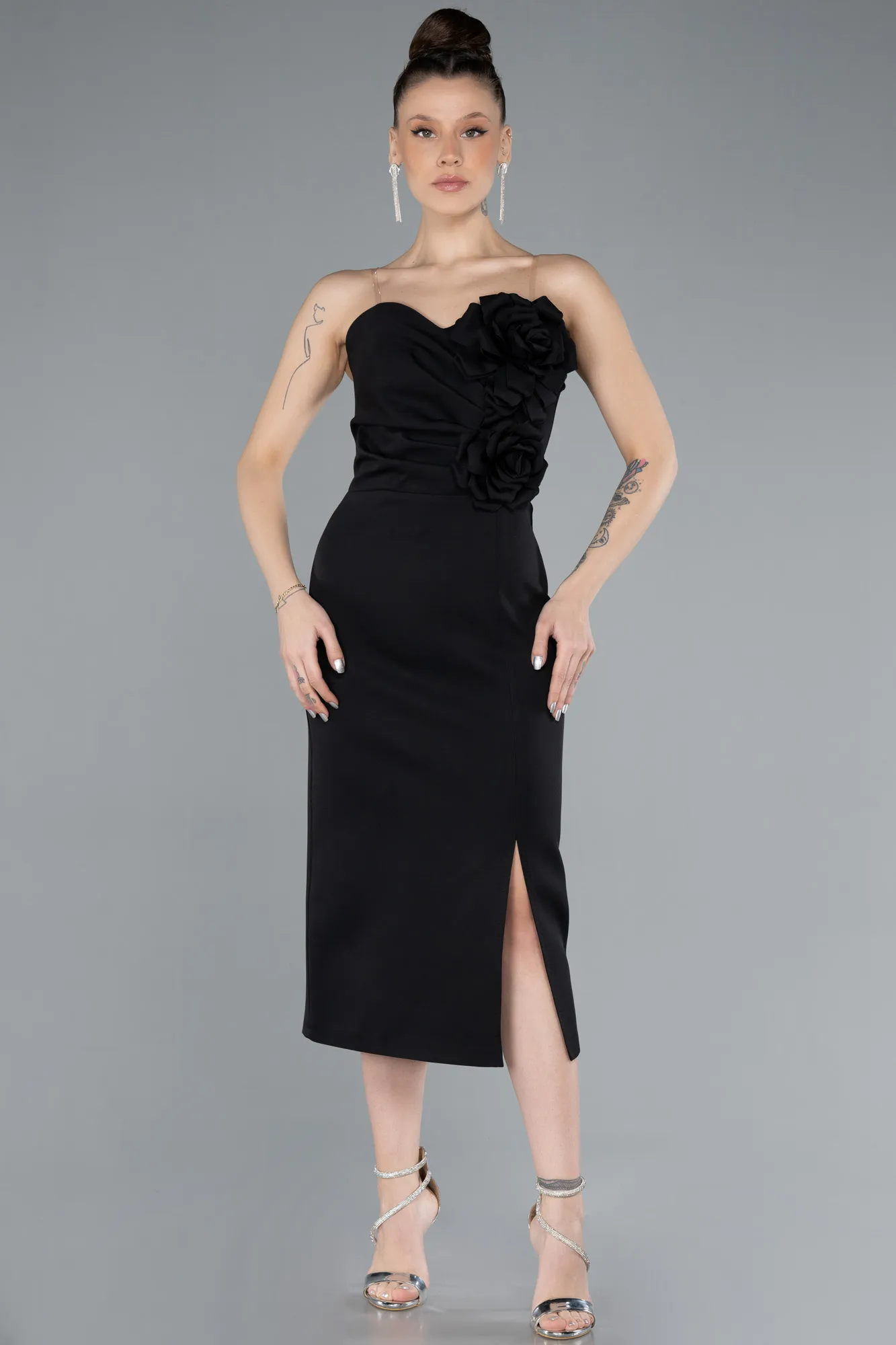 Black-Midi Cocktail Dress ABK2251