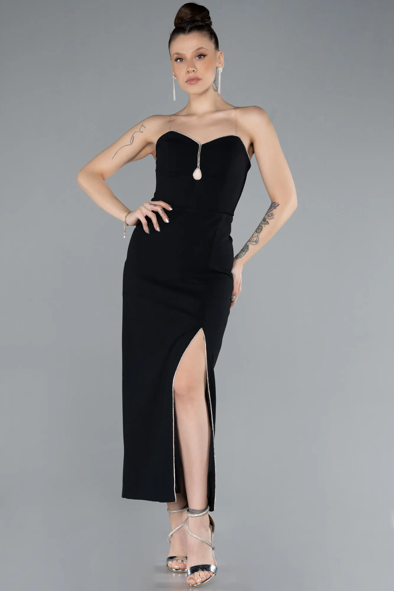 Black-Midi Cocktail Dress ABK2254