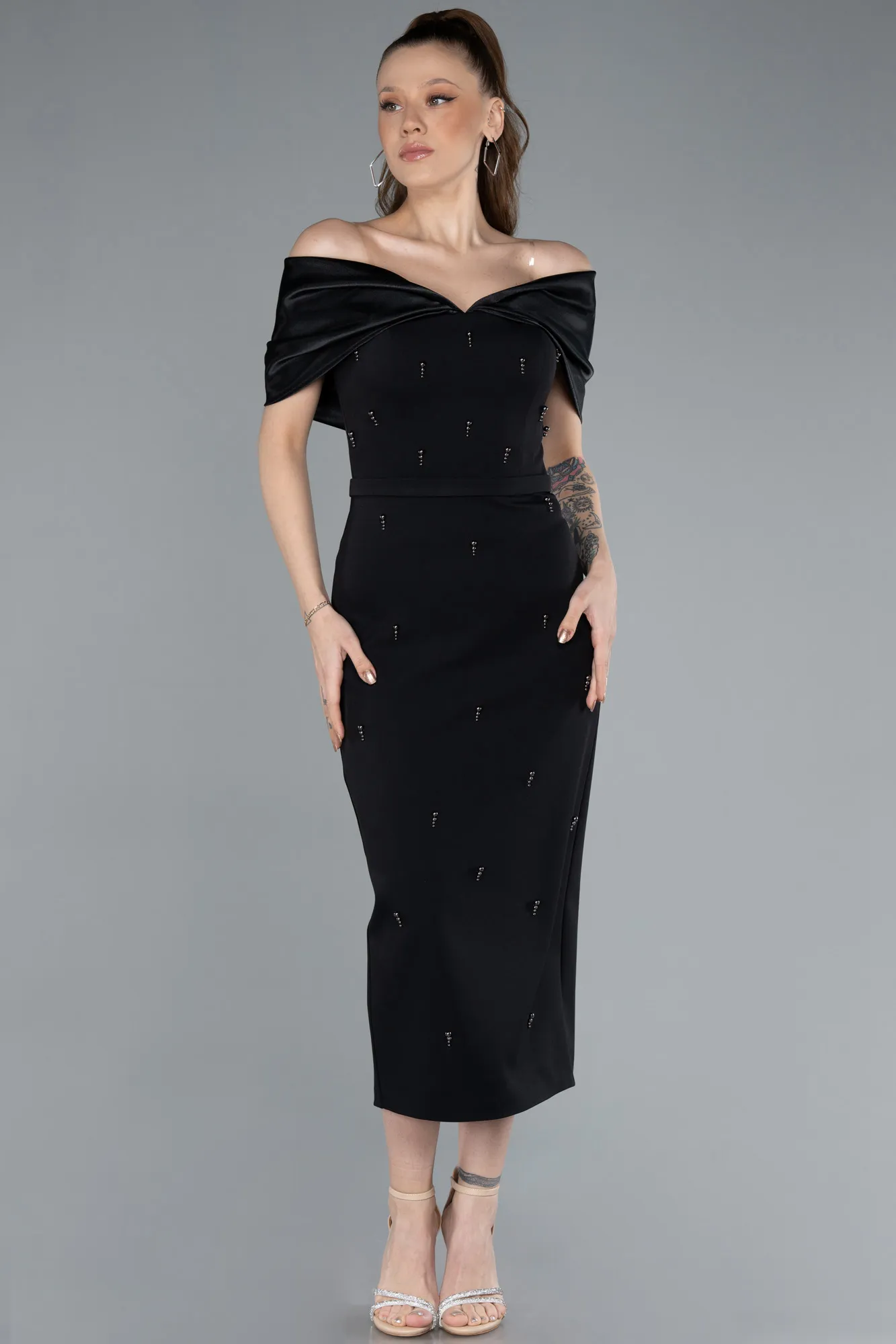 Black-Midi Cocktail Dress ABK2279