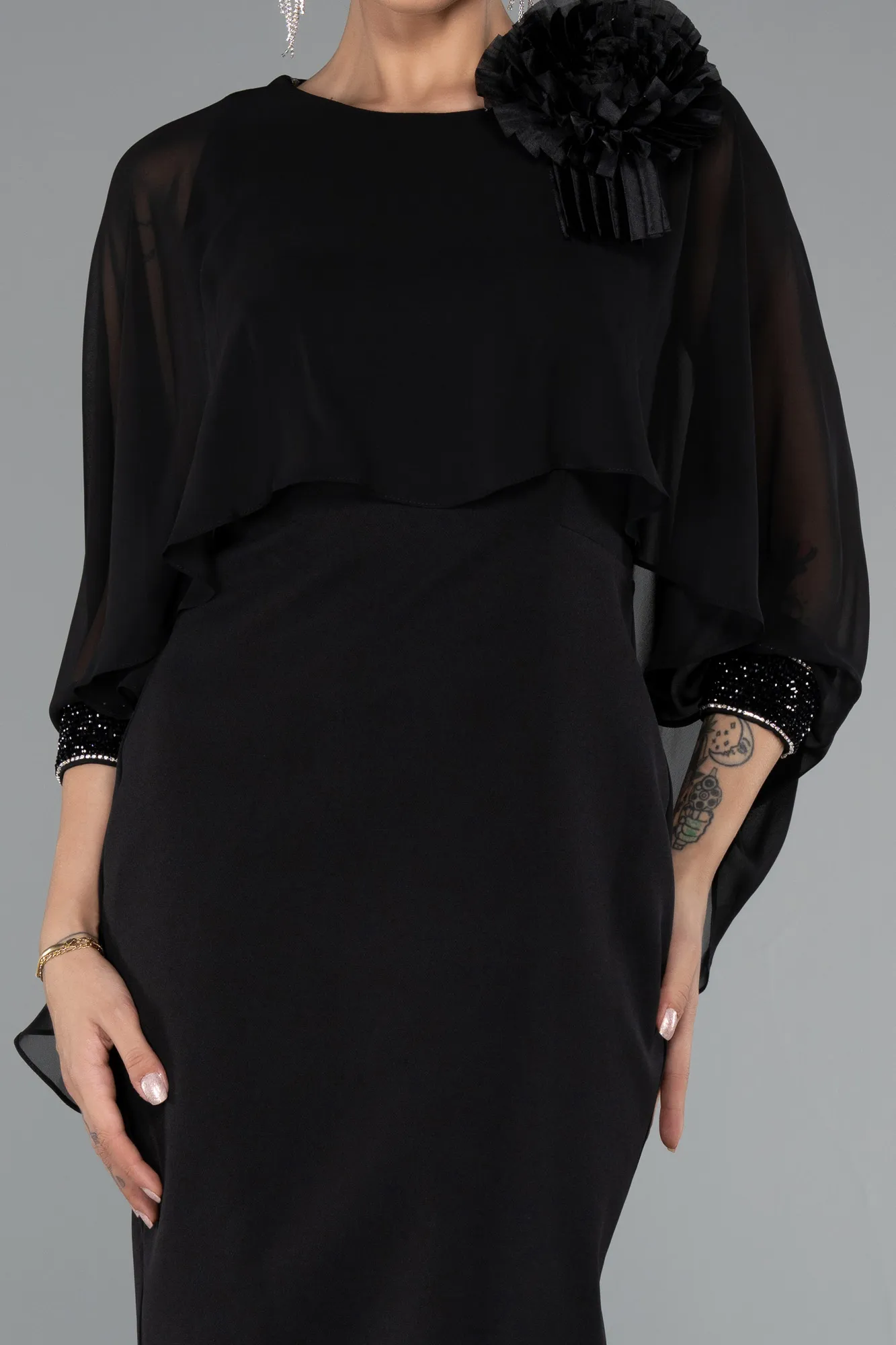 Black-Midi Cocktail Dress ABK2382