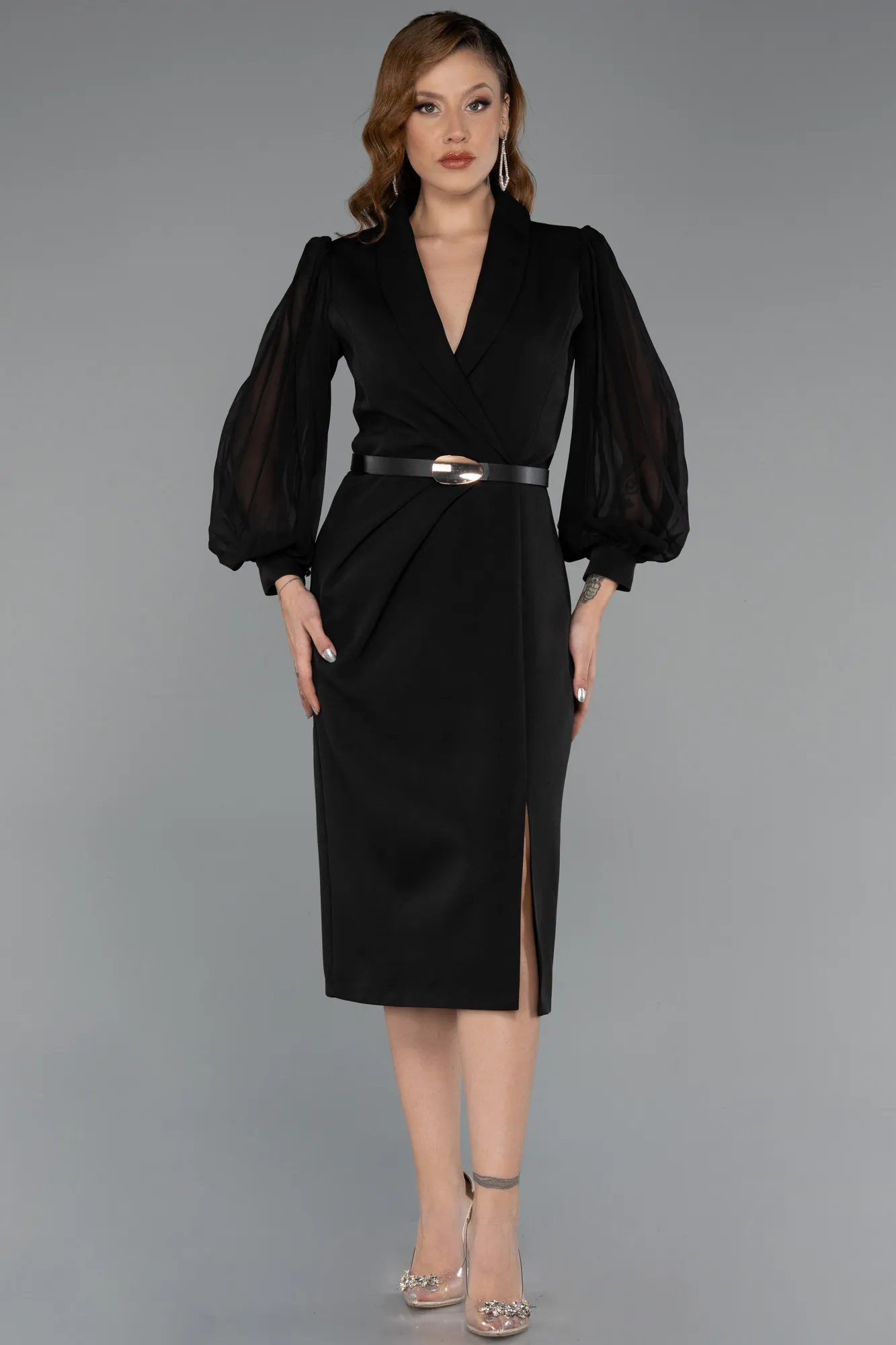 Black-Midi Cocktail Dress ABK2462