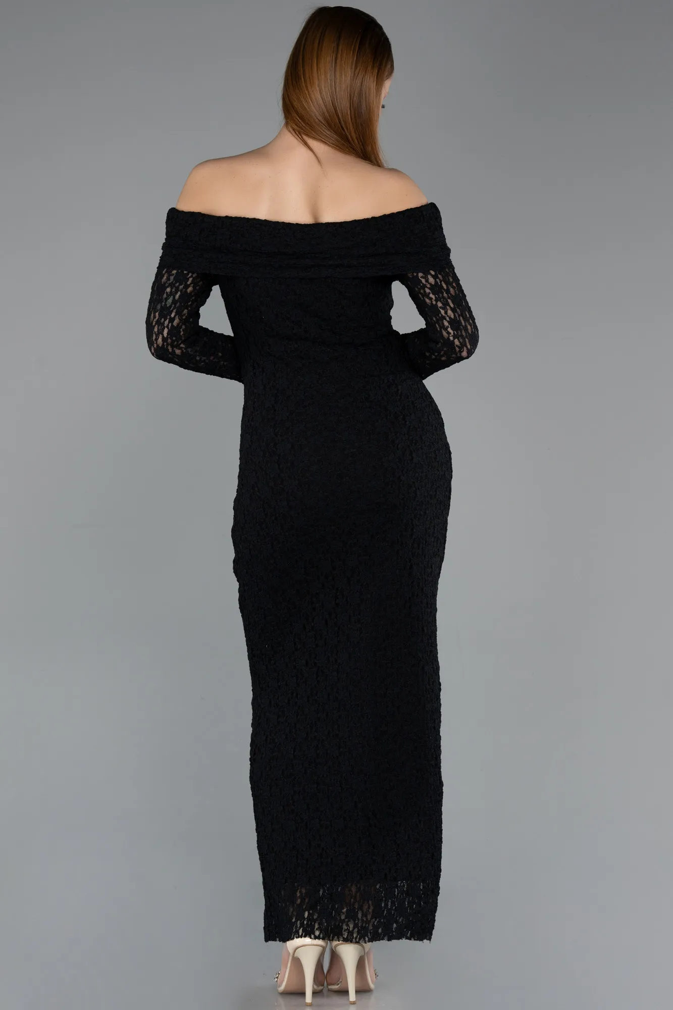 Black-Midi Dantelle Party Dress ABK2488