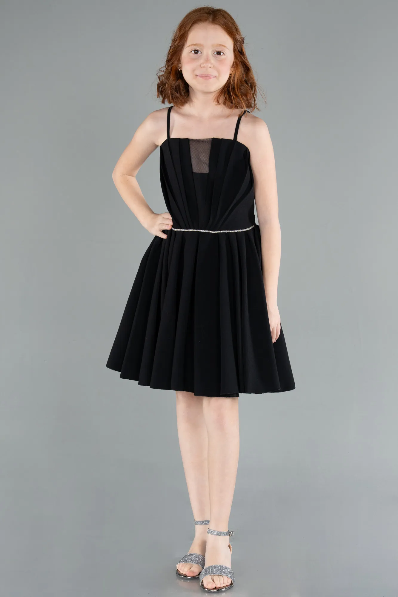 Black-Midi Girl Dress ABK2298