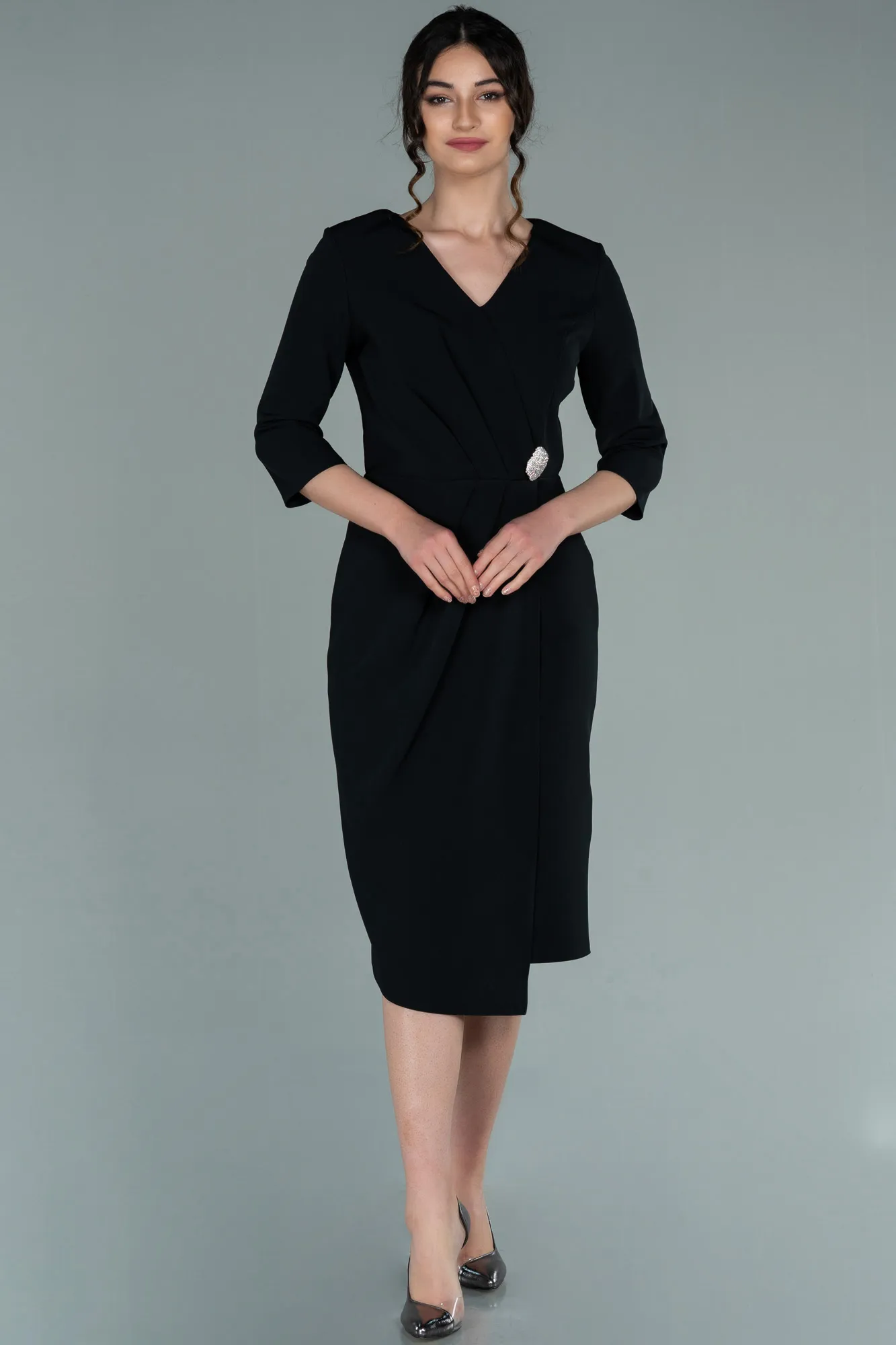 Black-Midi Invitation Dress ABK1354