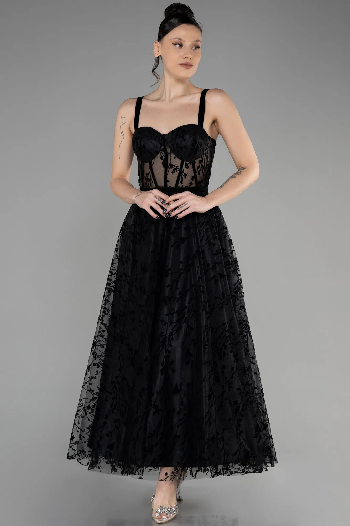 Black-Midi Invitation Dress ABK1646