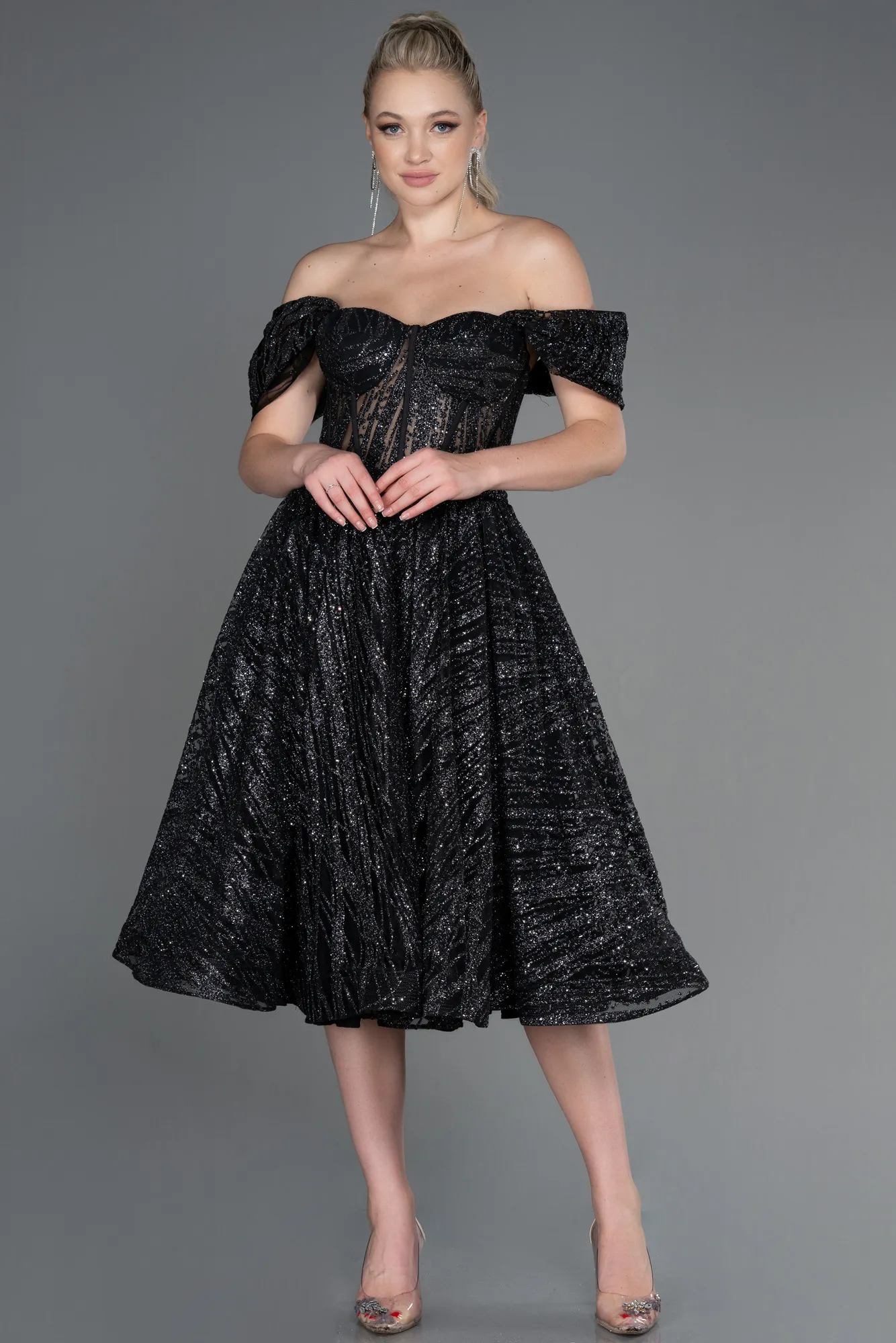 Black-Midi Invitation Dress ABK1810