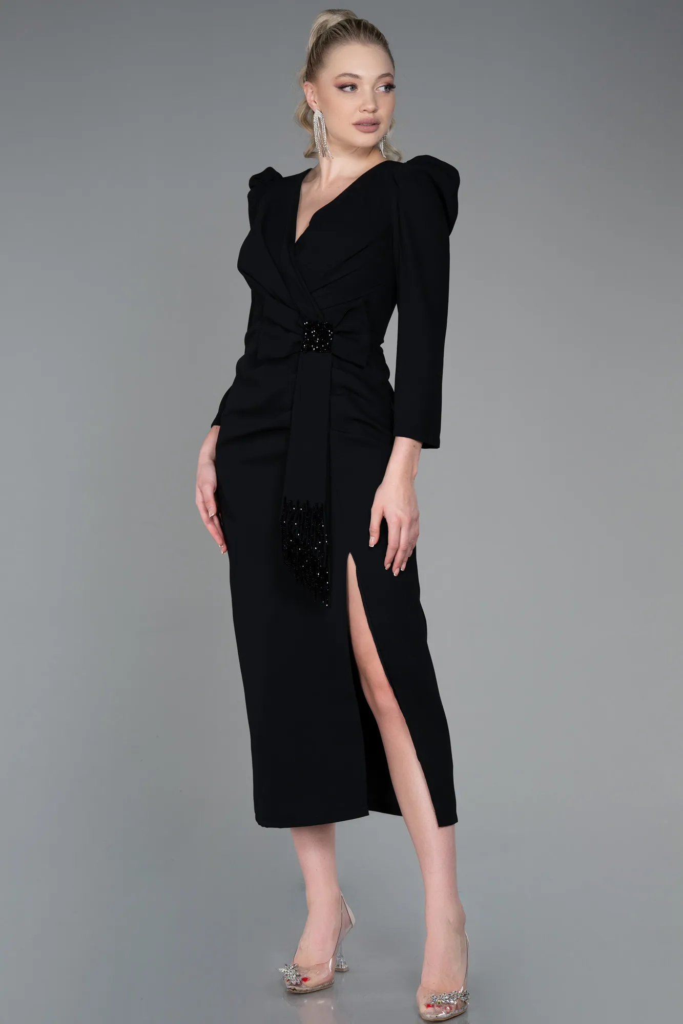 Black-Midi Invitation Dress ABK1821
