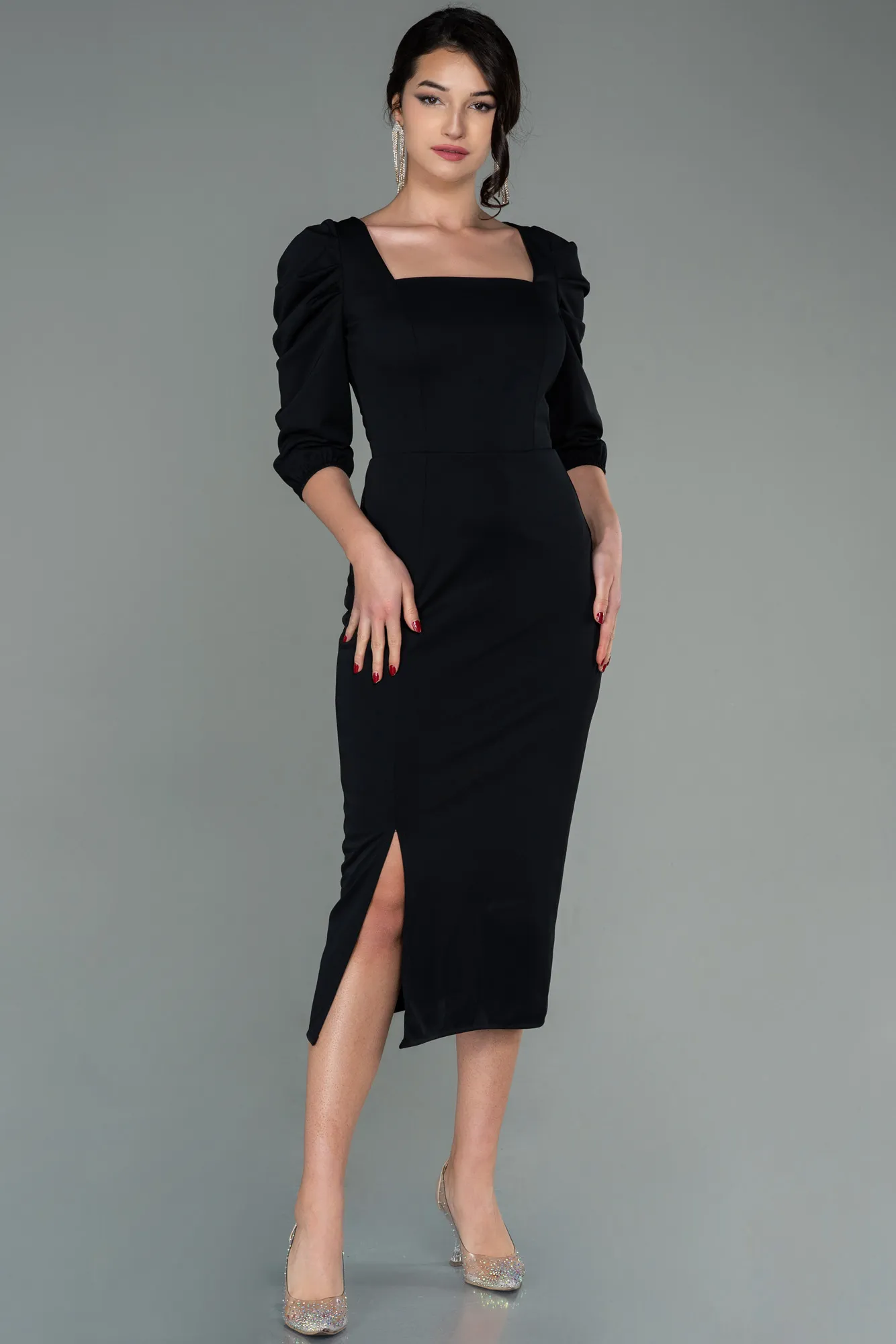 Black-Midi Night Dress ABK1578