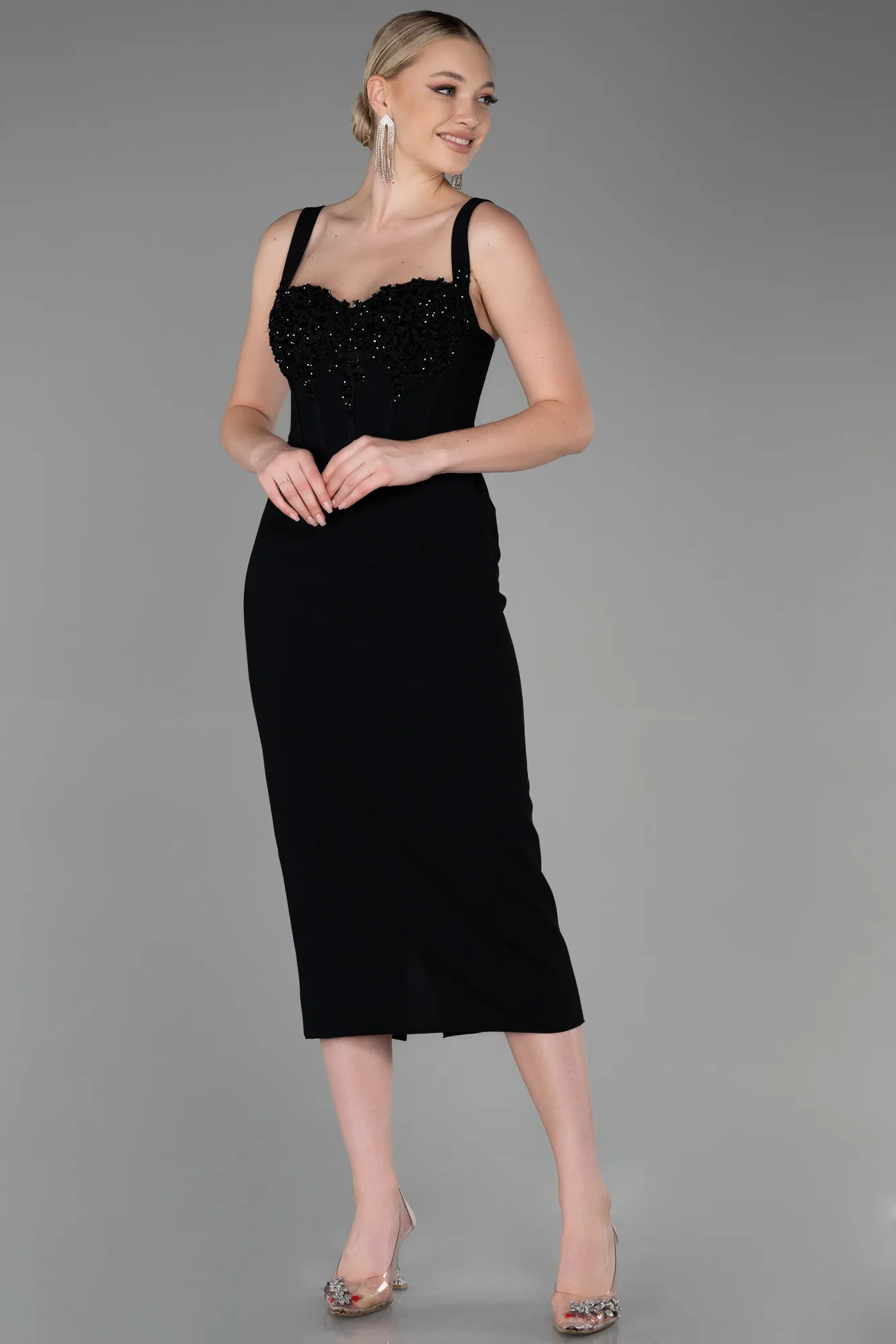 Black-Midi Night Dress ABK1819