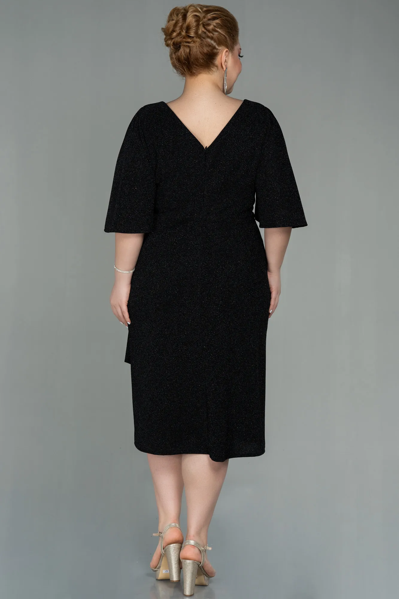 Black-Midi Oversized Evening Dress ABK1625