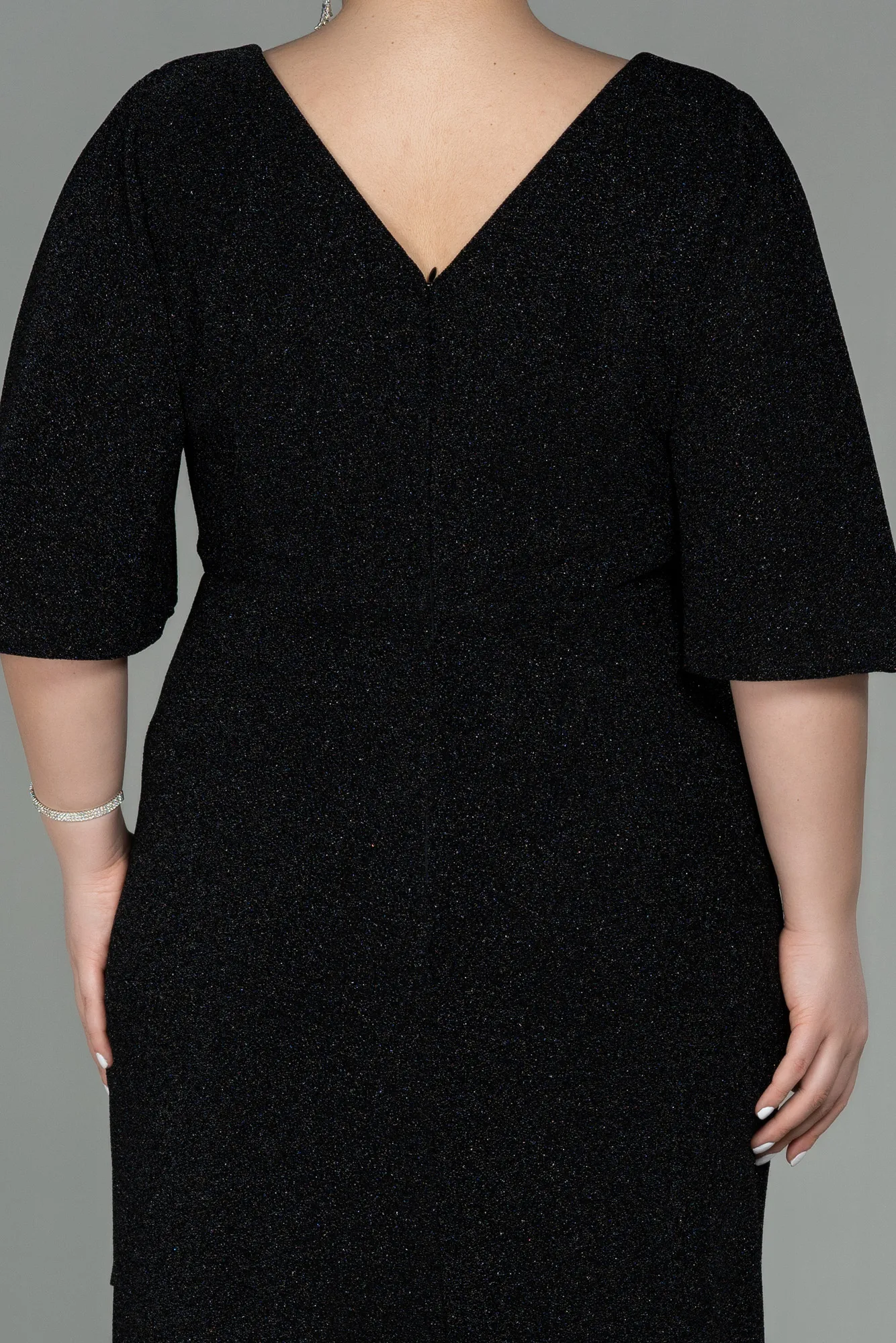 Black-Midi Oversized Evening Dress ABK1625