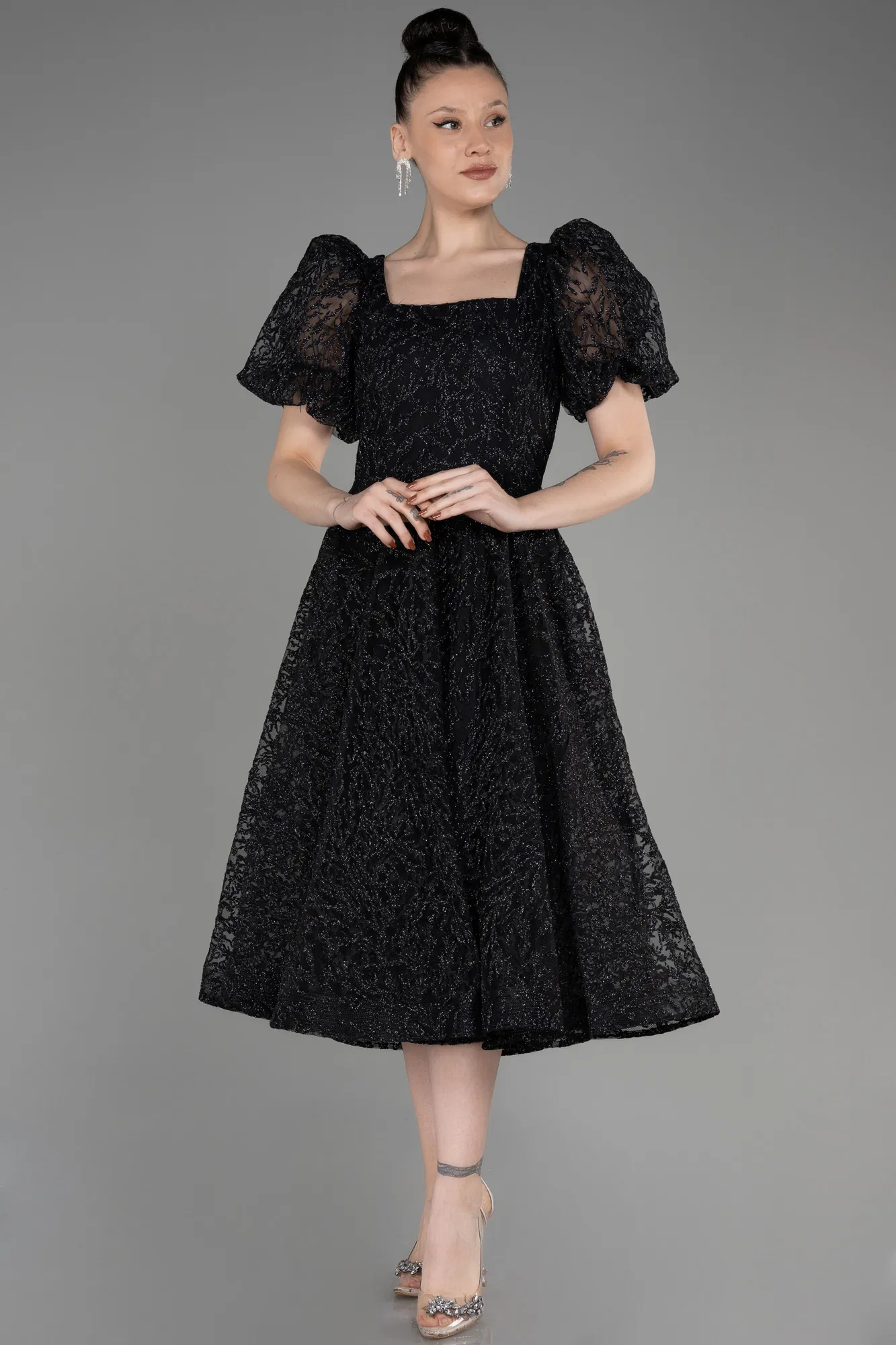 Black-Midi Party Dress ABK1976