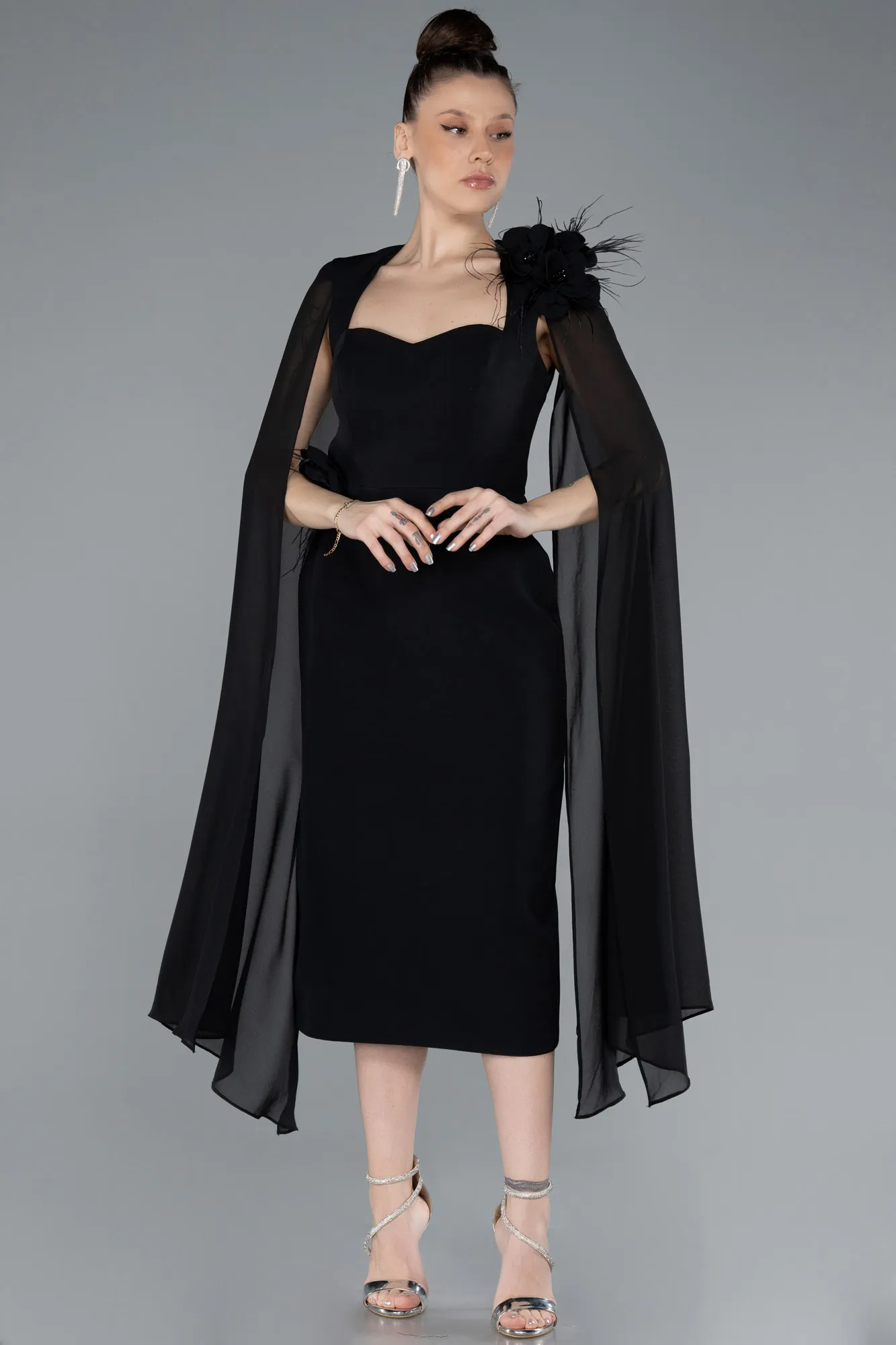 Black-Midi Party Dress ABK2255