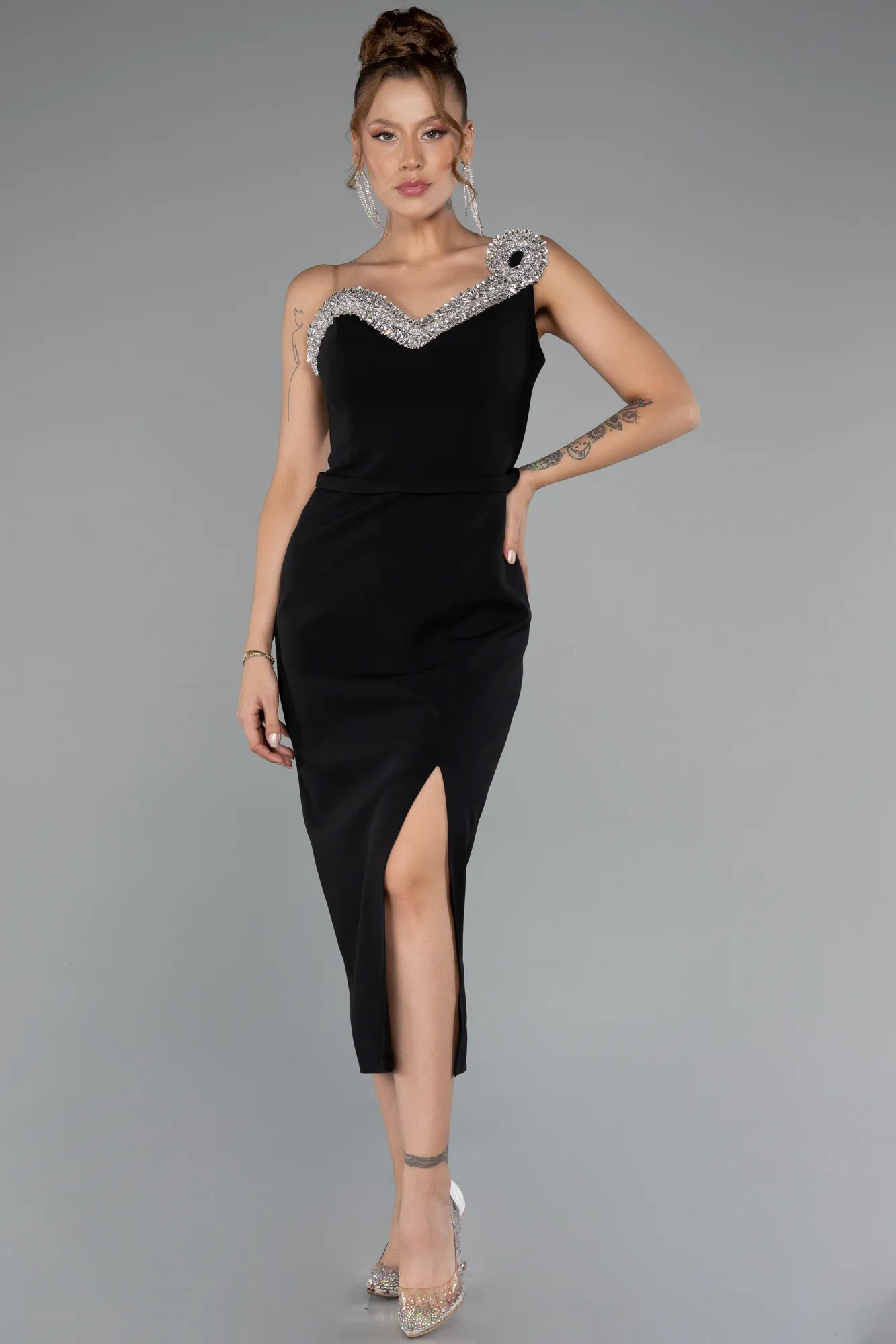 Black-Midi Party Dress ABK2385