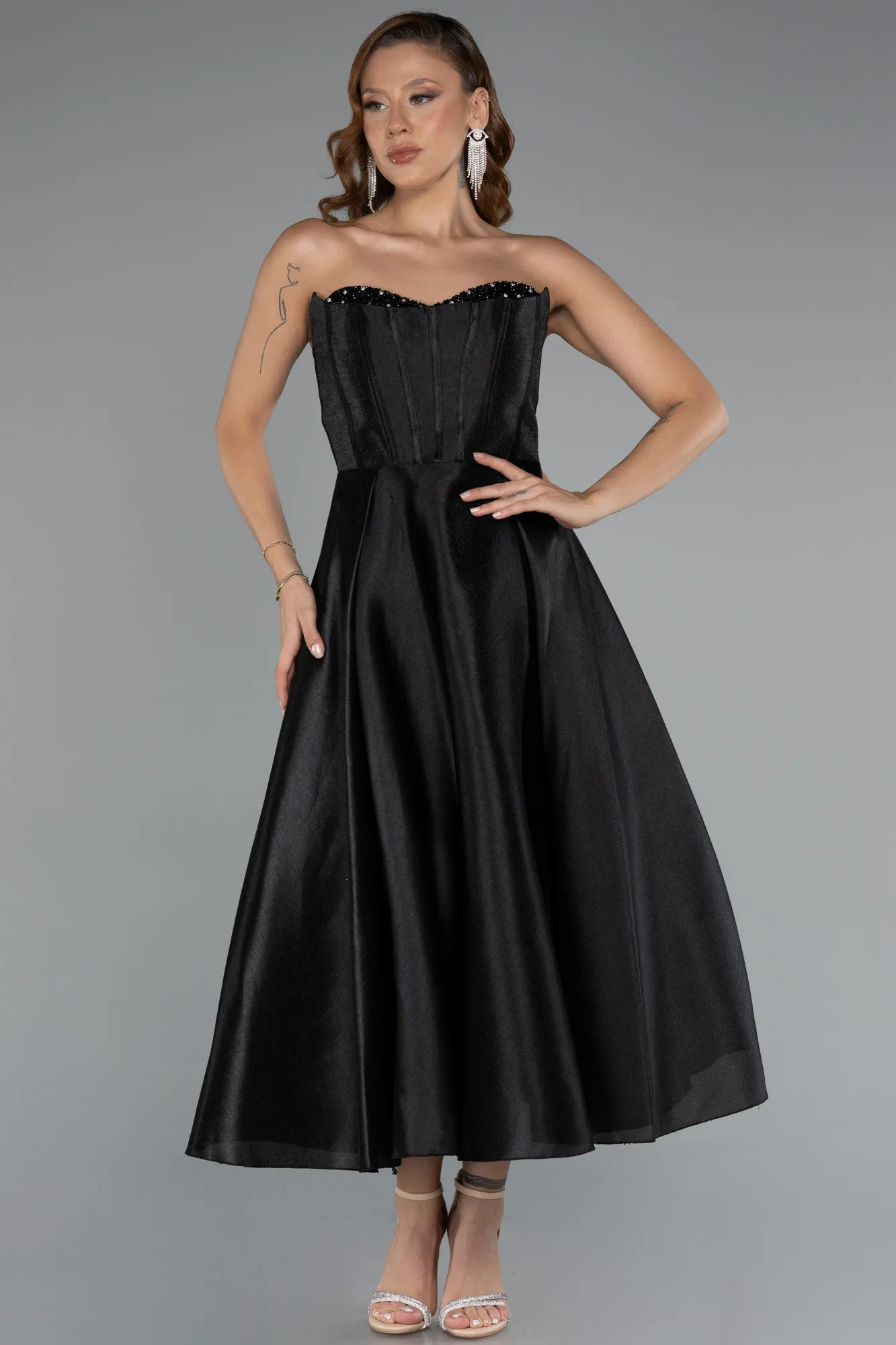 Black-Midi Party Dress ABK2405