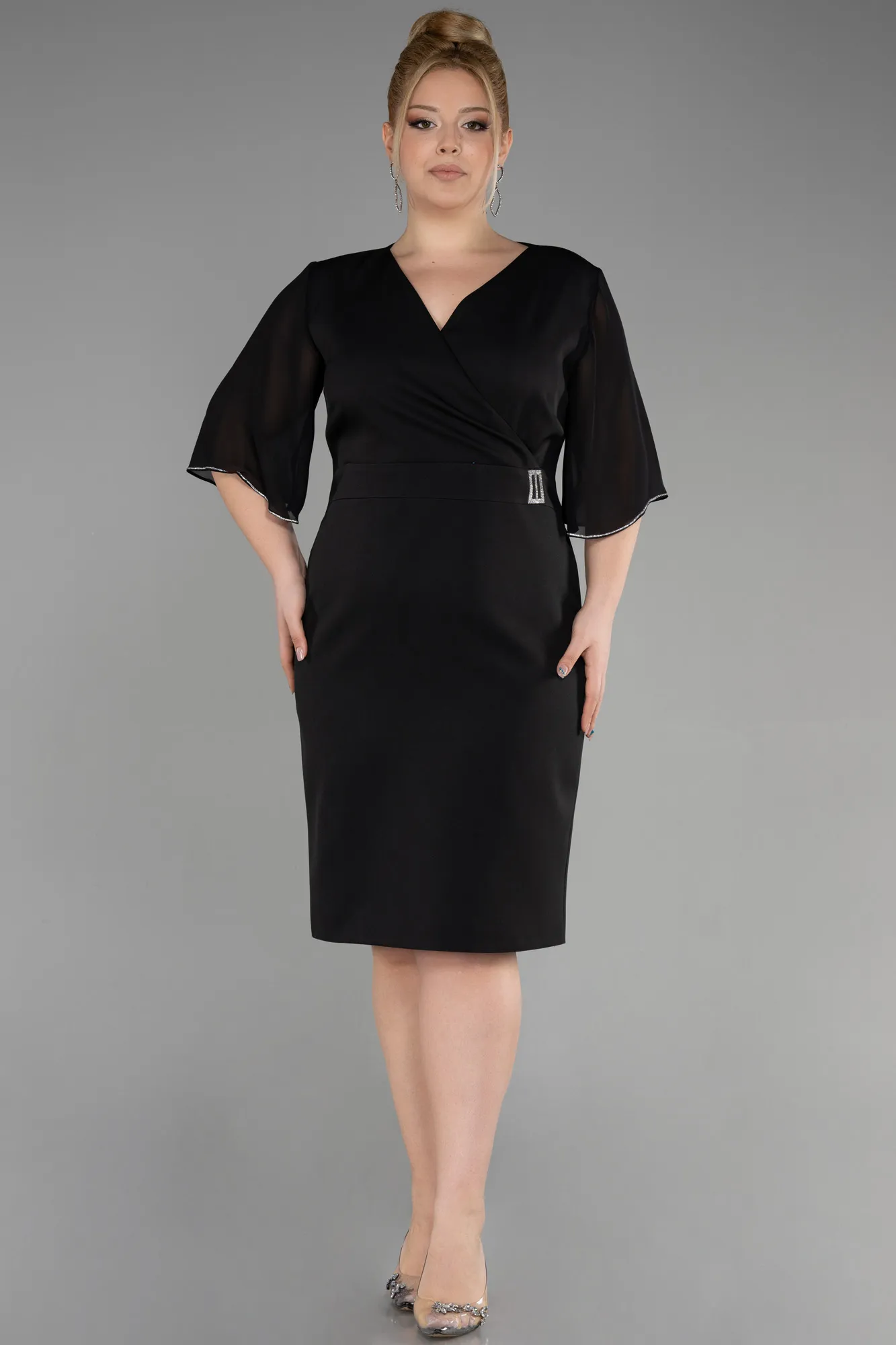 Black-Midi Plus Size Cocktail Dress ABK1940