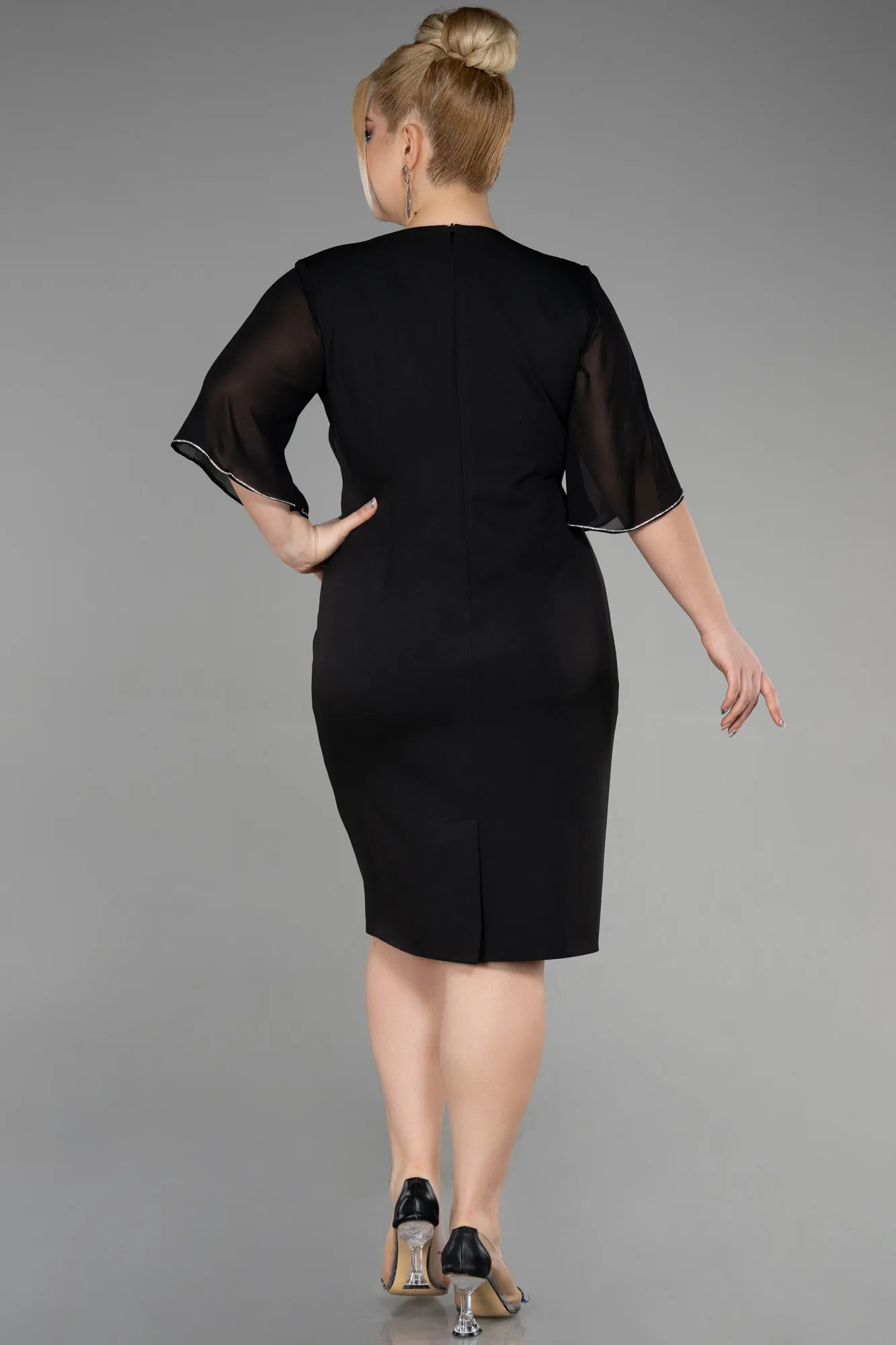 Black-Midi Plus Size Cocktail Dress ABK1940