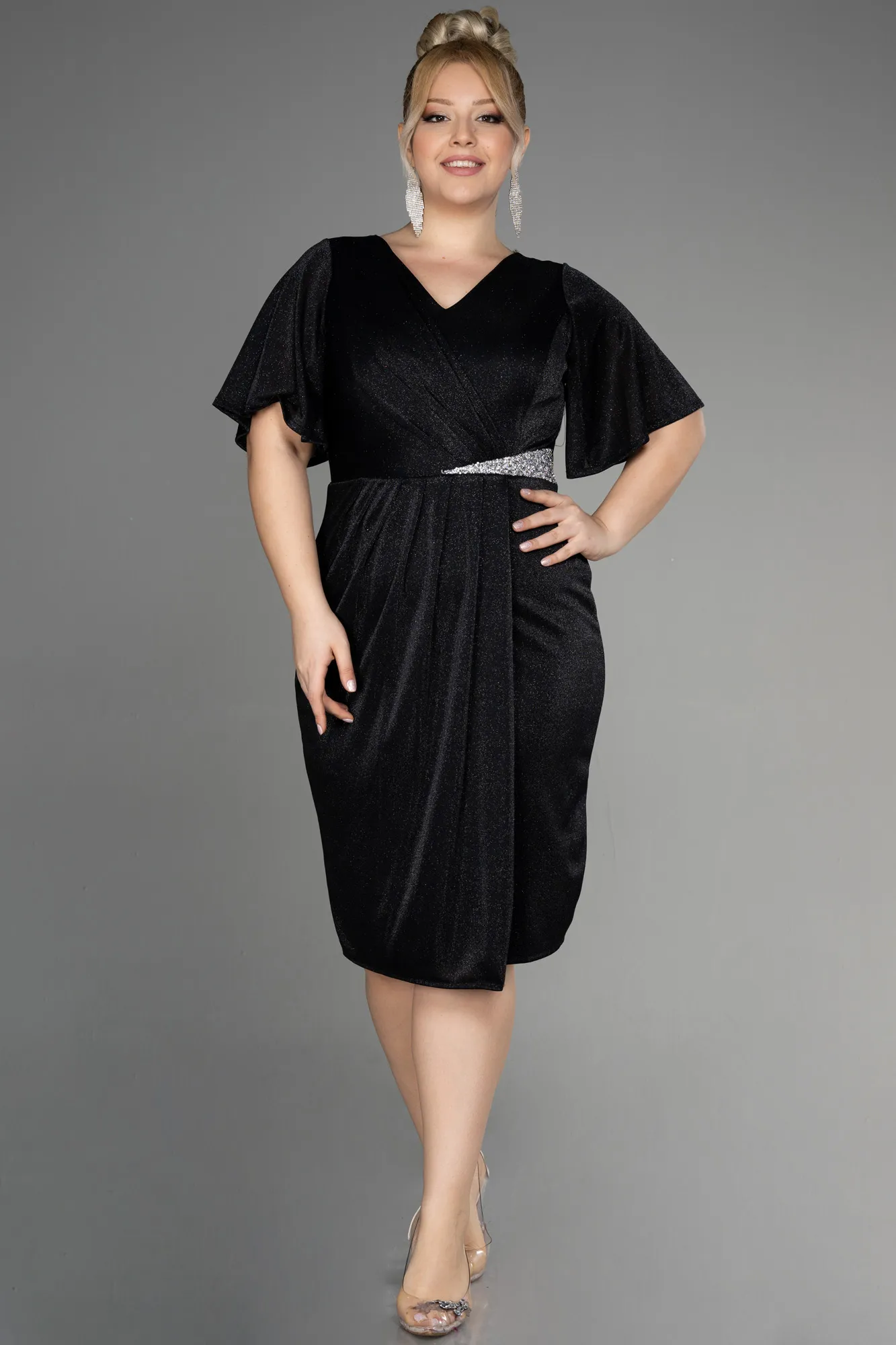 Black-Midi Plus Size Cocktail Dress ABK1942