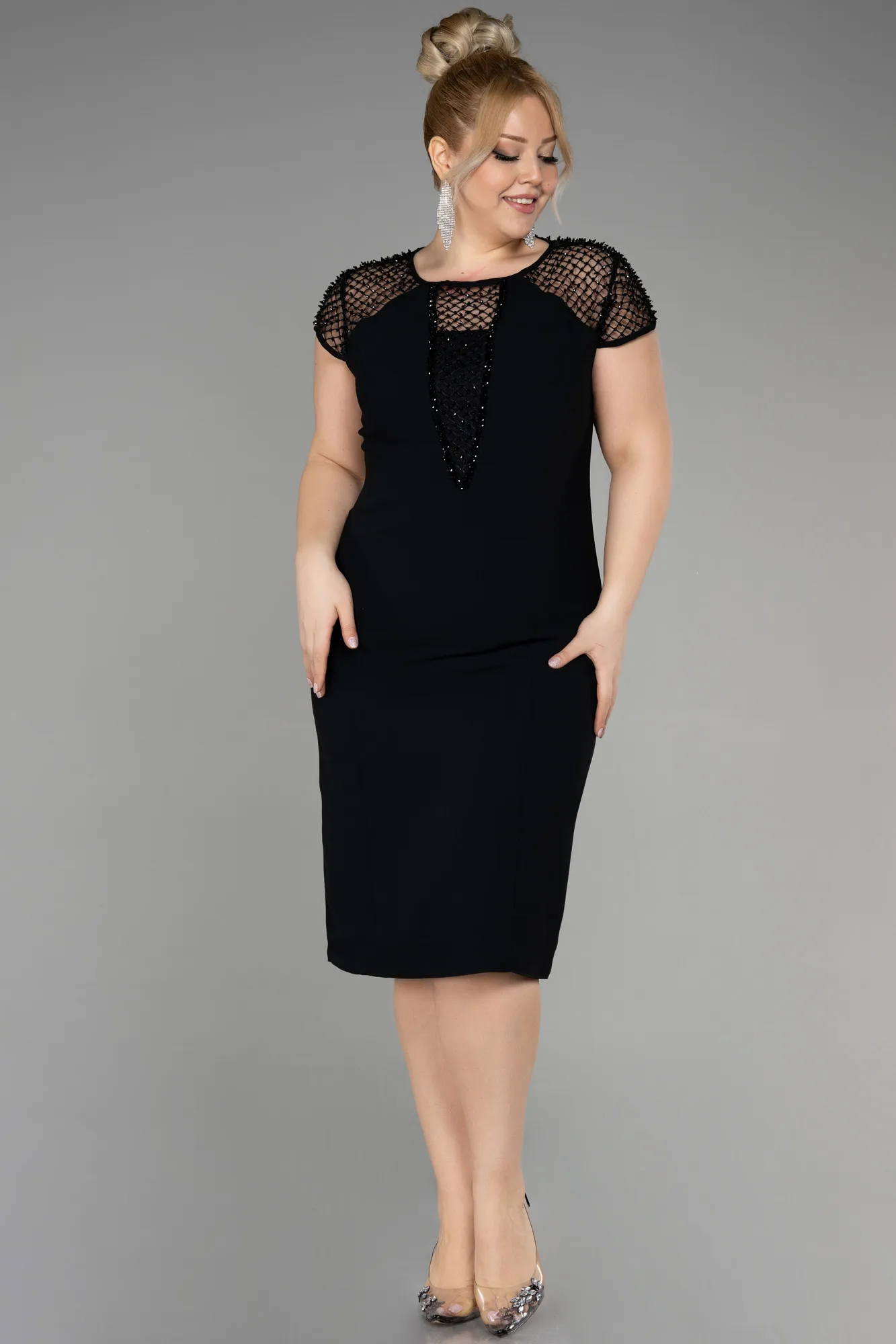 Black-Midi Plus Size Cocktail Dress ABK1949