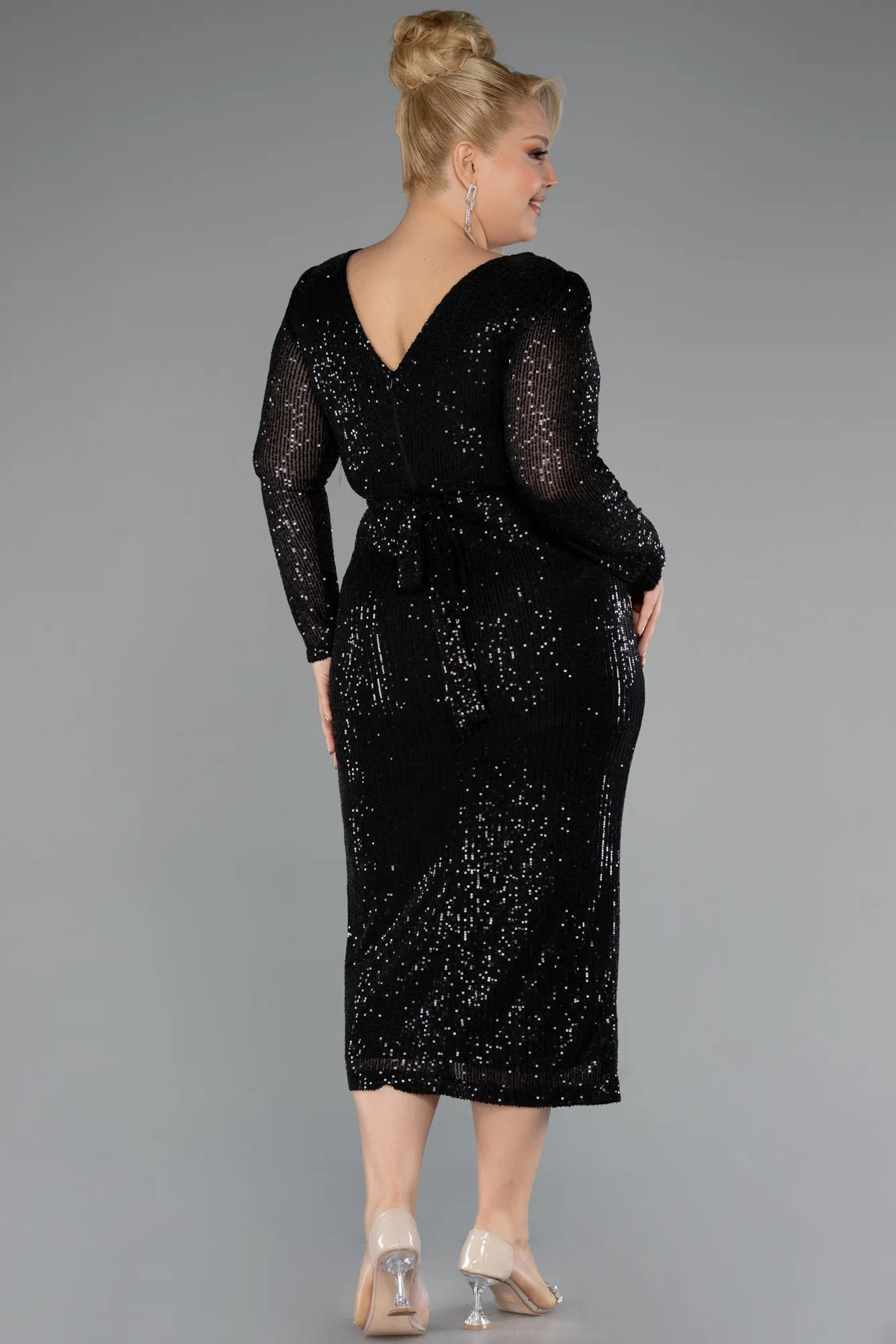 Black-Midi Plus Size Cocktail Dress ABK1956