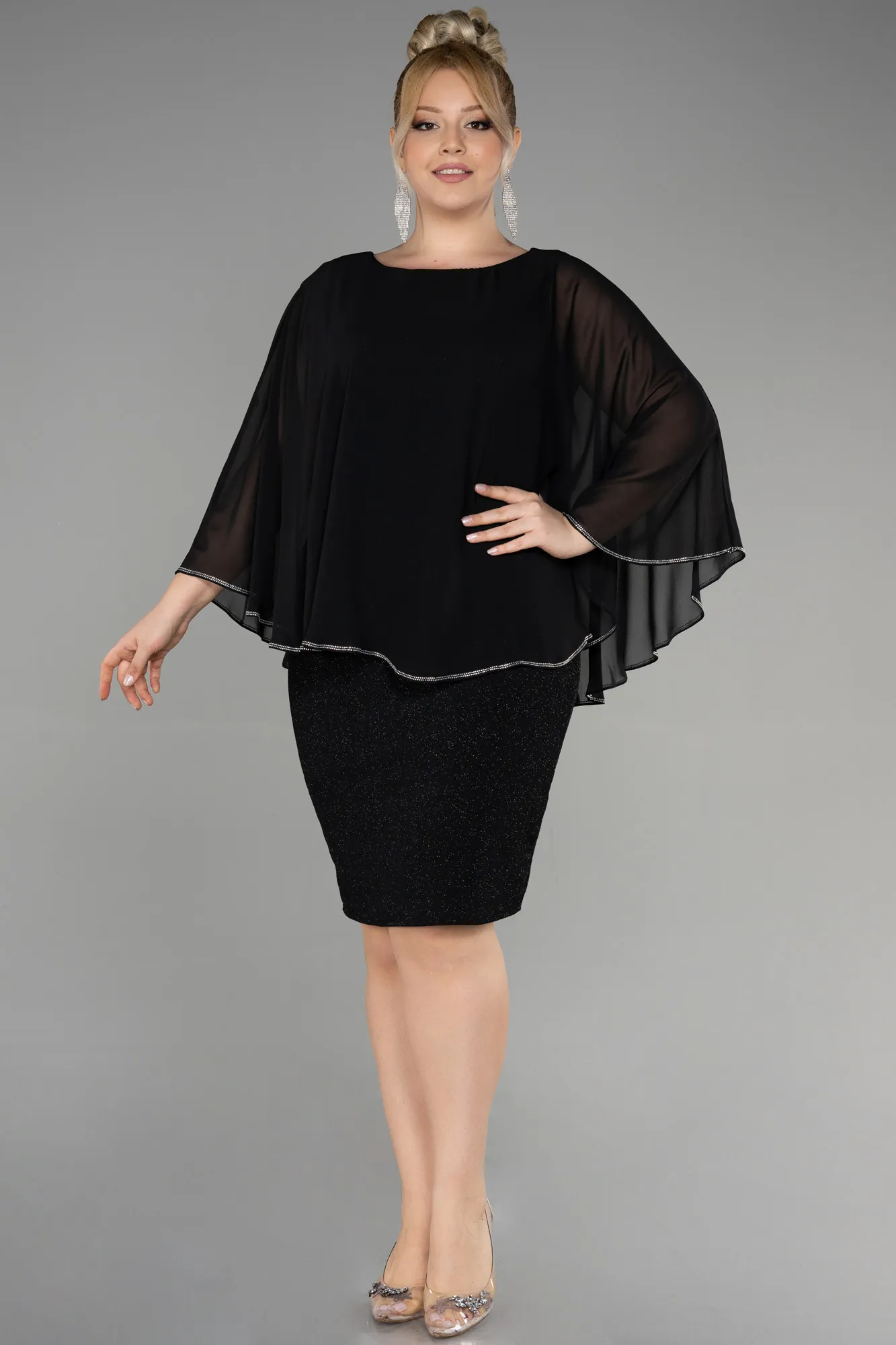 Black-Midi Plus Size Cocktail Dress ABK1957