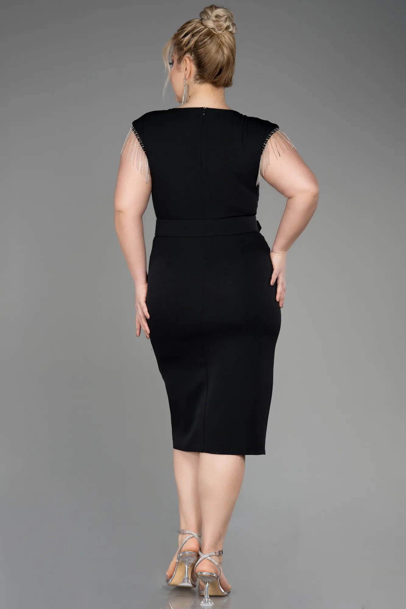 Black-Midi Plus Size Cocktail Dress ABK2023