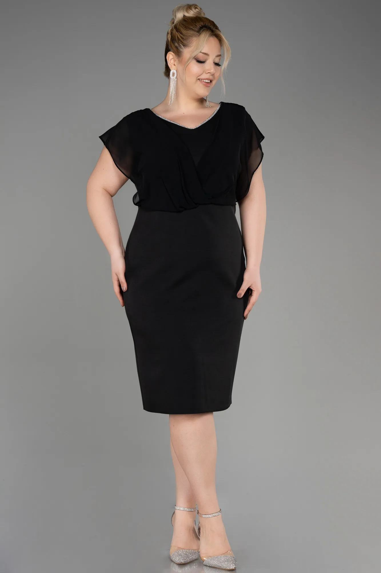 Black-Midi Plus Size Cocktail Dress ABK2027