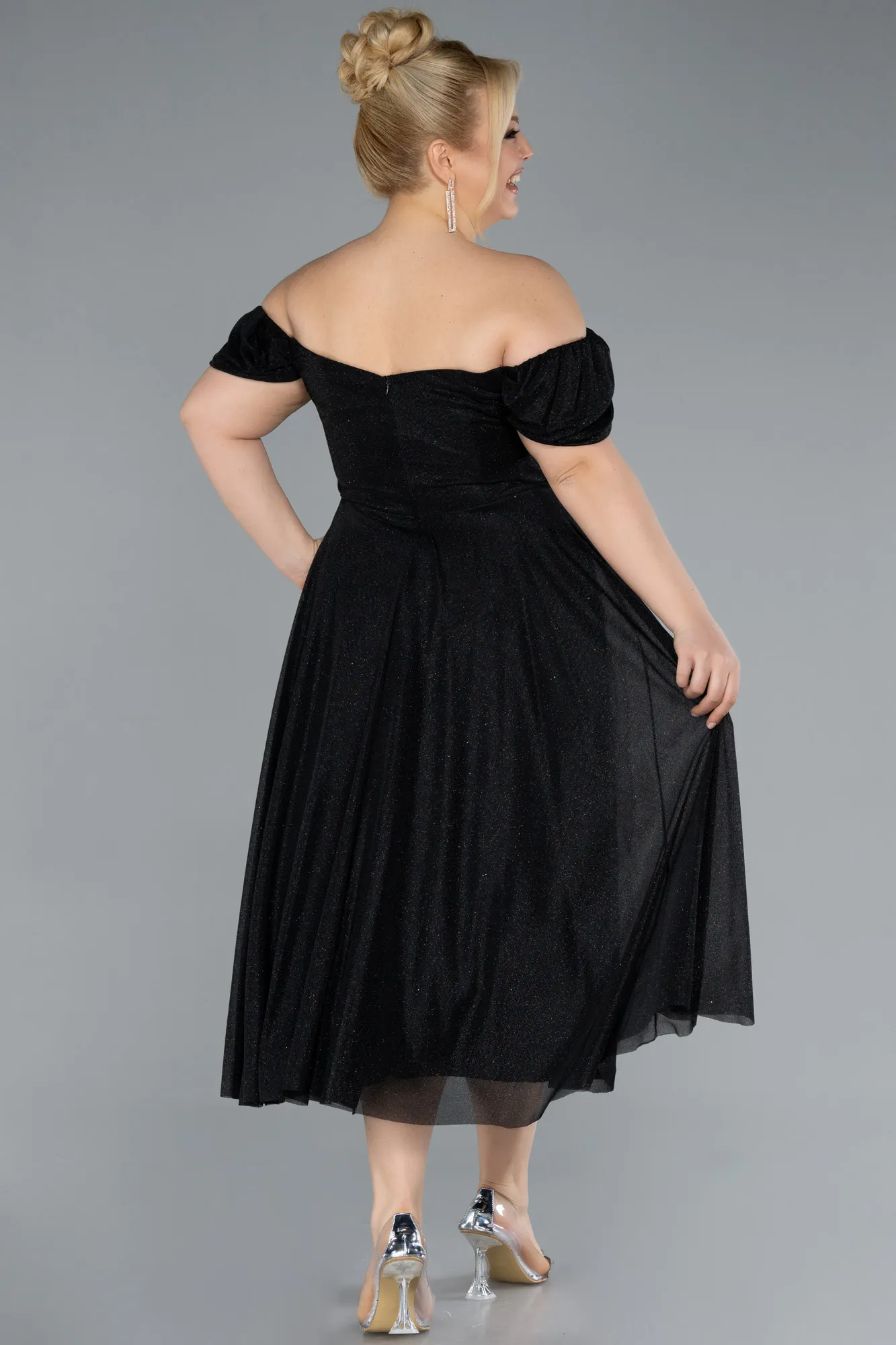 Black-Midi Plus Size Cocktail Dress ABK2259
