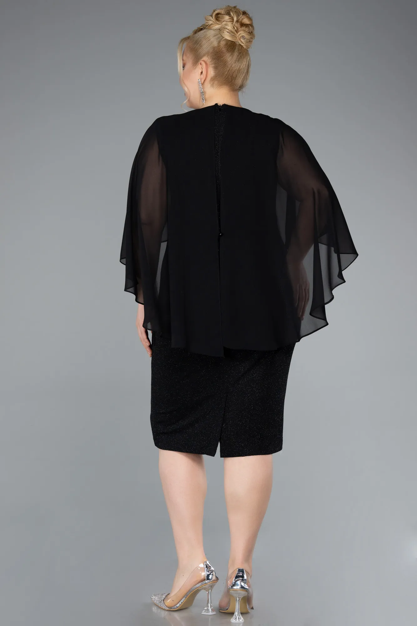 Black-Midi Plus Size Cocktail Dress ABK2339