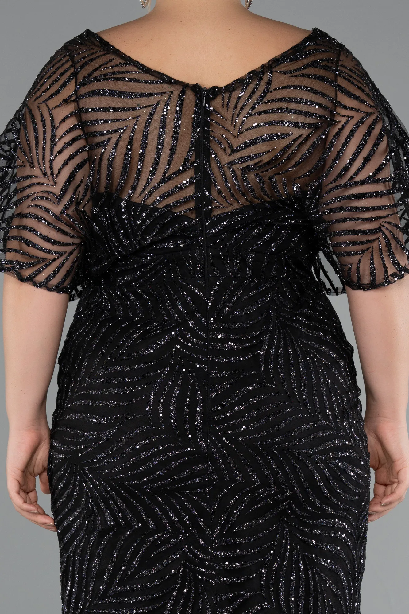Black-Midi Plus Size Cocktail Dress ABK2372