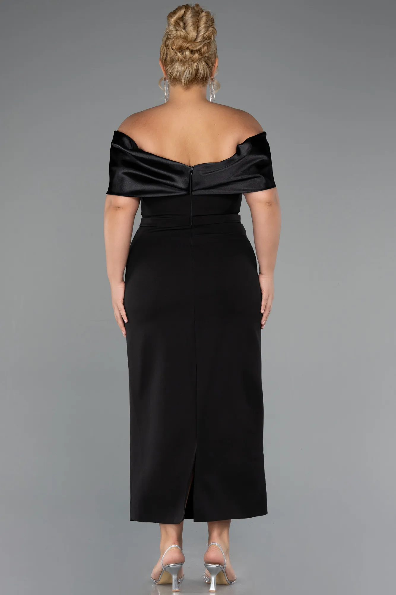 Black-Midi Plus Size Cocktail Dress ABK2379