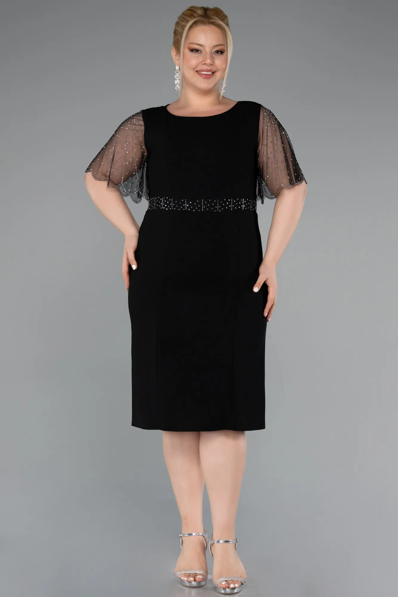 Black-Midi Plus Size Cocktail Dress ABK2381