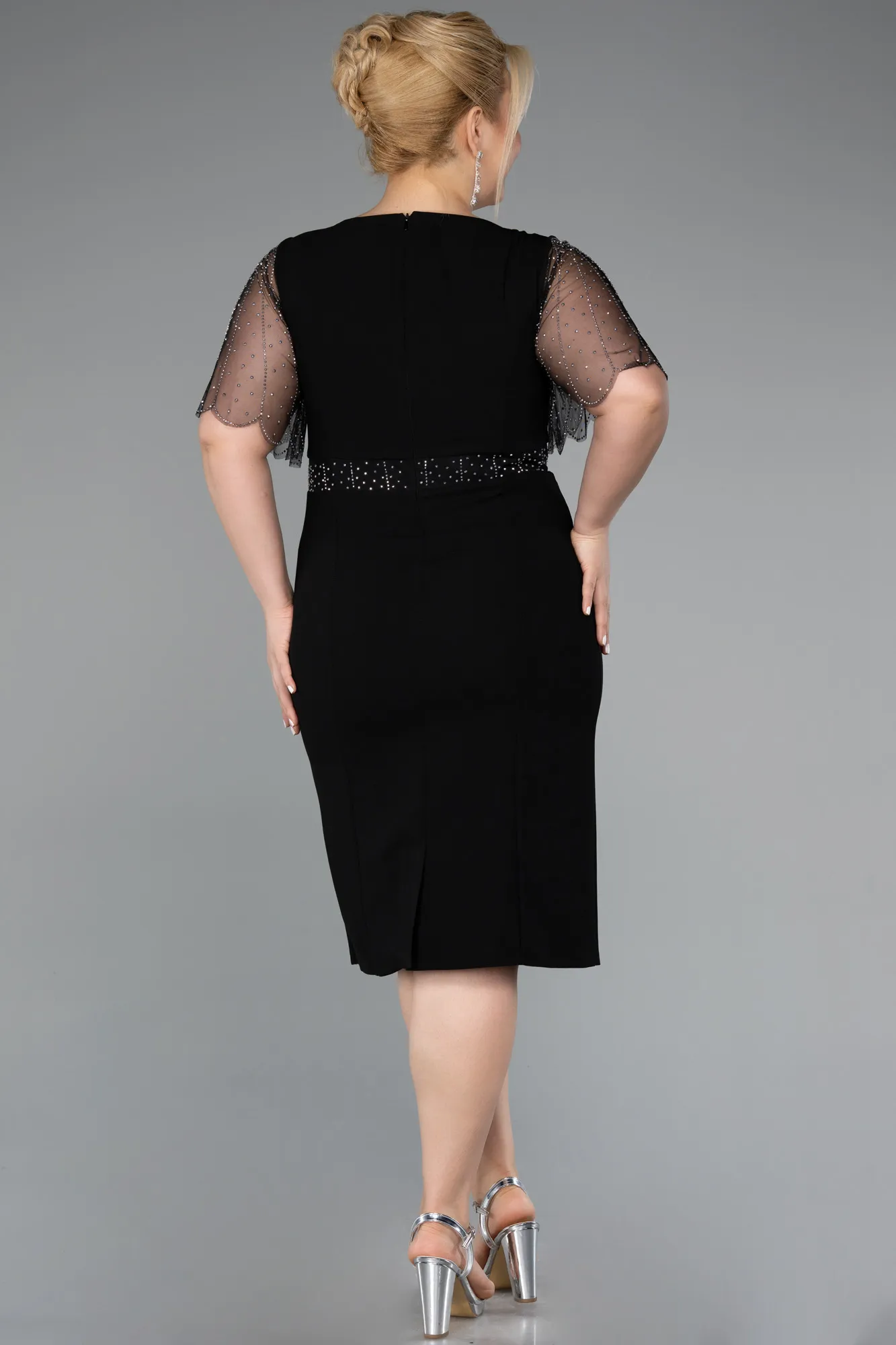 Black-Midi Plus Size Cocktail Dress ABK2381