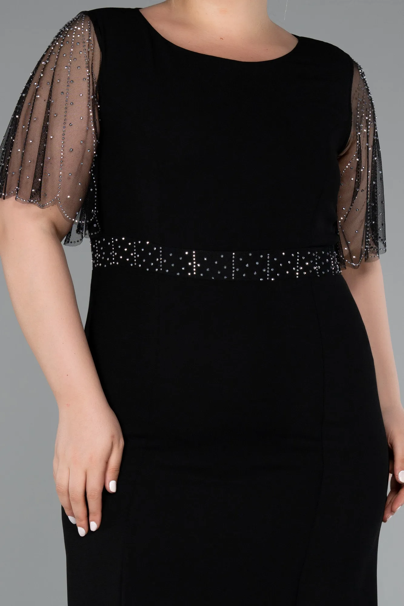 Black-Midi Plus Size Cocktail Dress ABK2381