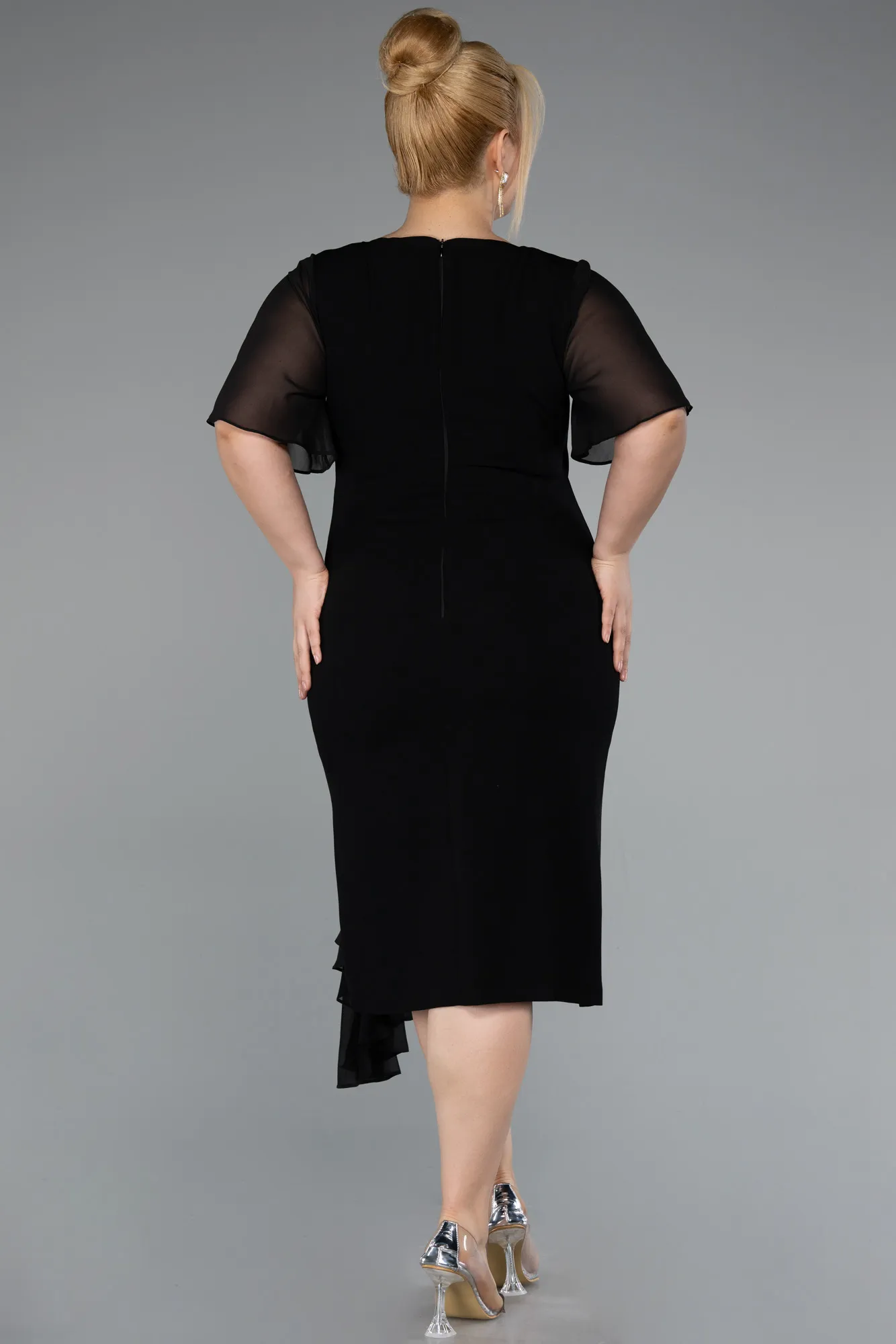 Black-Midi Plus Size Cocktail Dress ABK2401