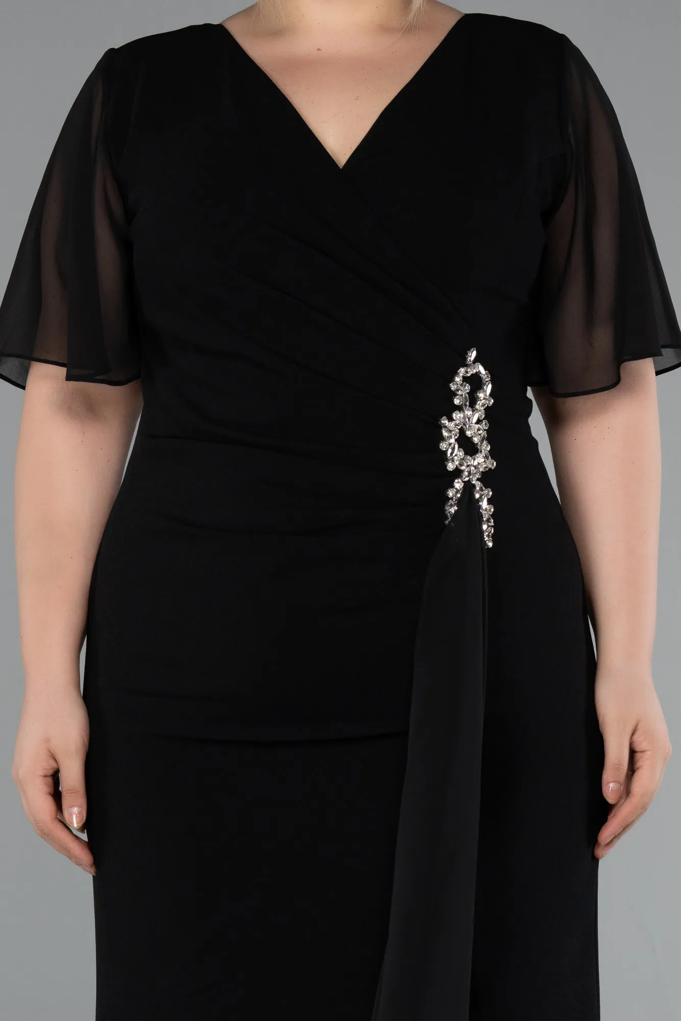 Black-Midi Plus Size Cocktail Dress ABK2401