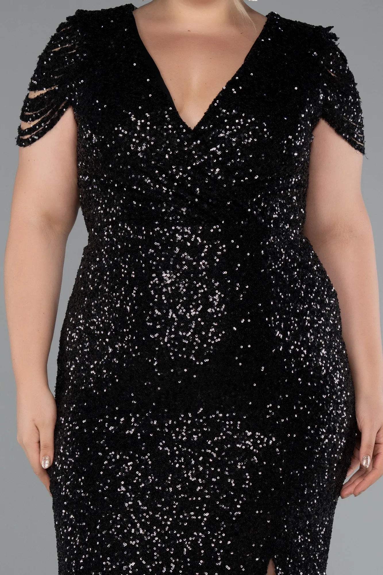 Black-Midi Plus Size Cocktail Dress ABK2419
