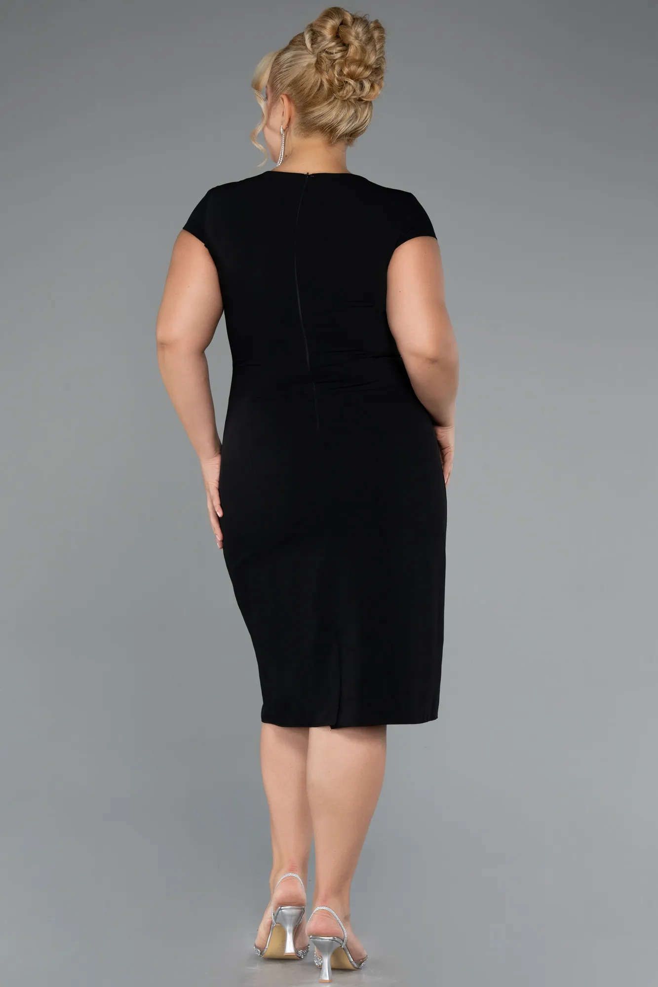 Black-Midi Plus Size Cocktail Dress ABK2445