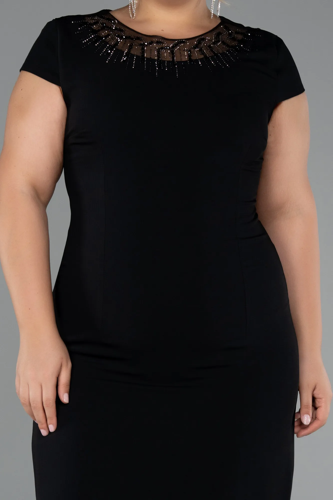 Black-Midi Plus Size Cocktail Dress ABK2445