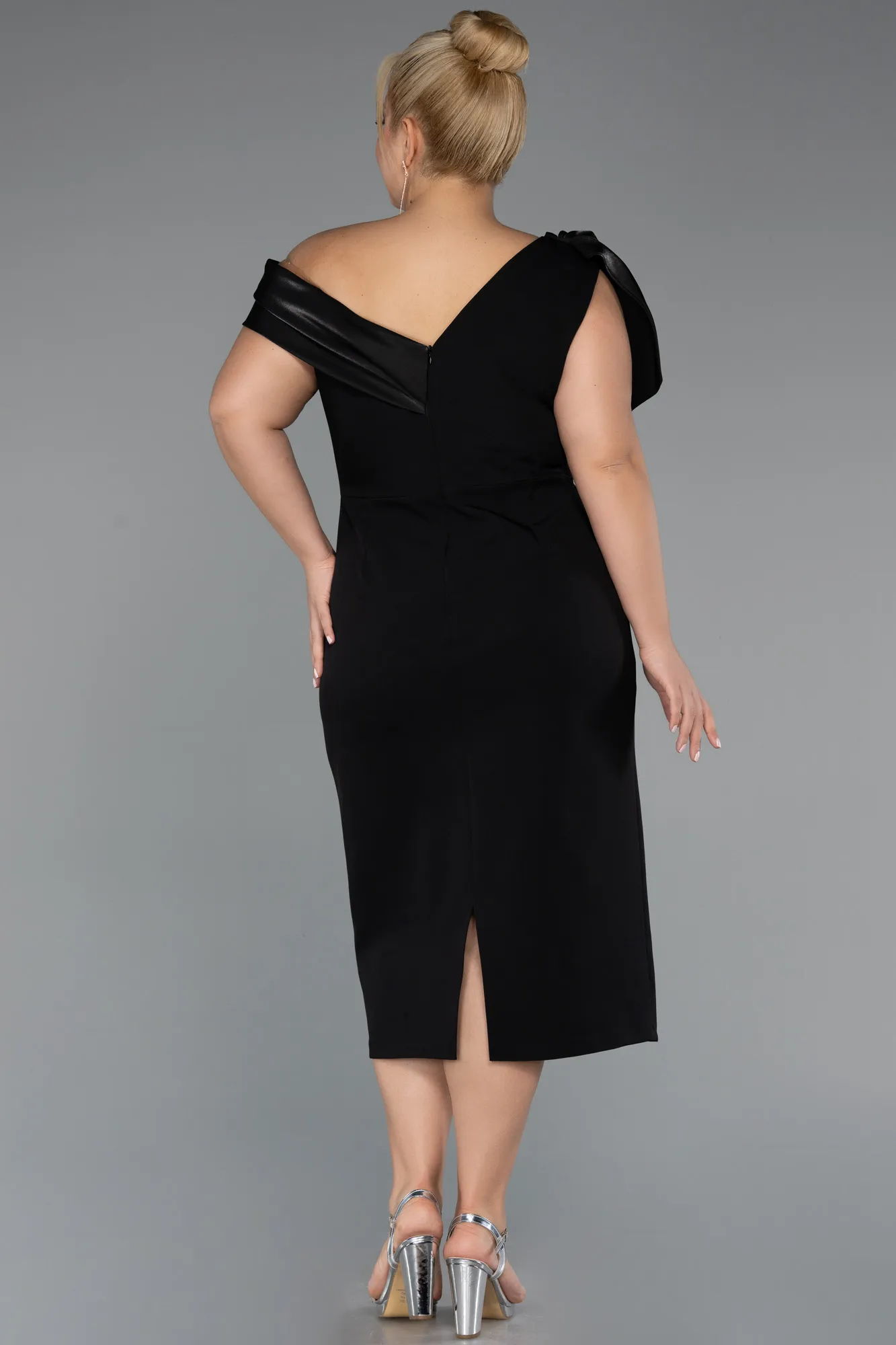 Black-Midi Plus Size Cocktail Dress ABK2458