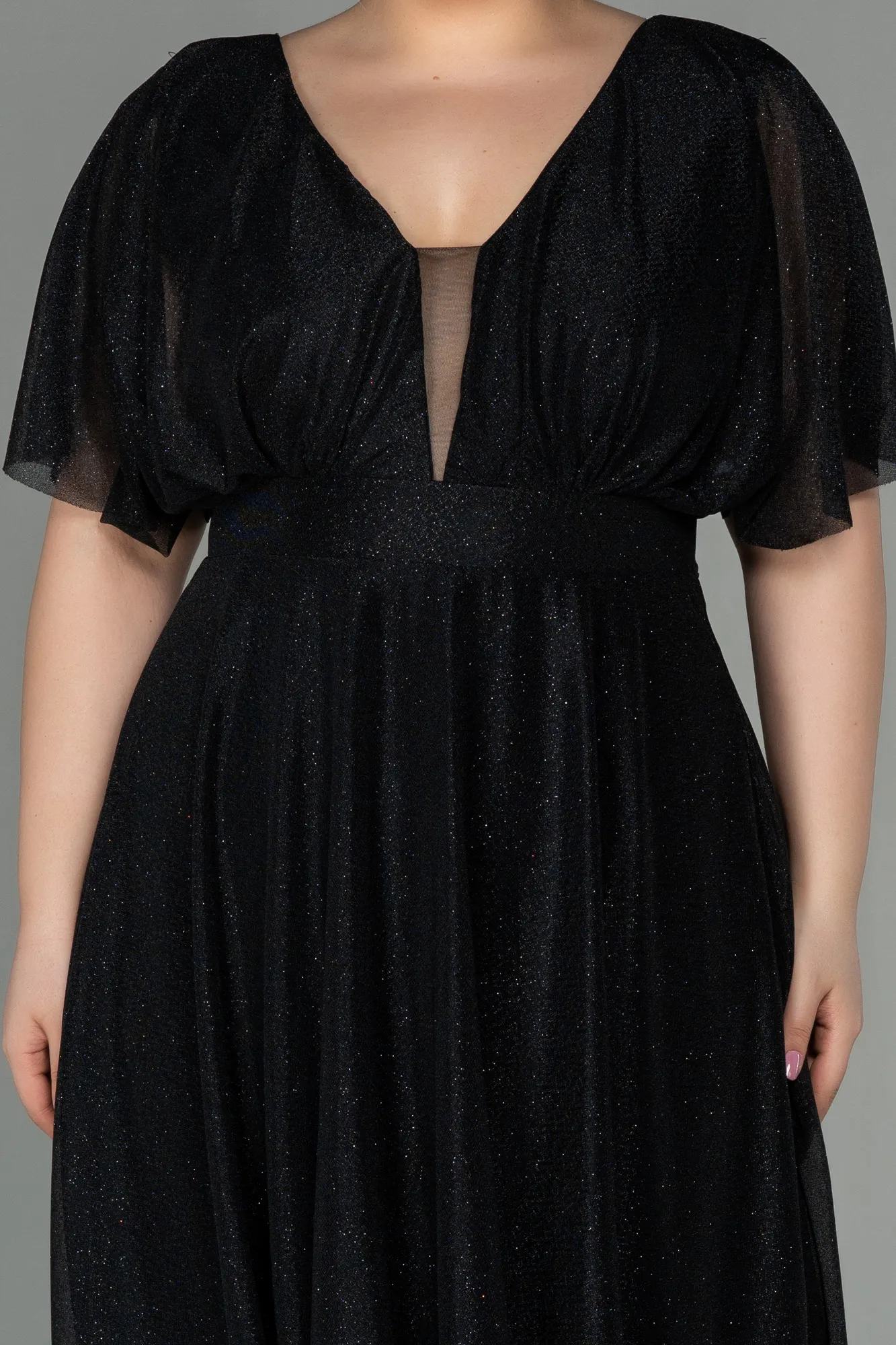 Black-Midi Plus Size Evening Dress ABK1253