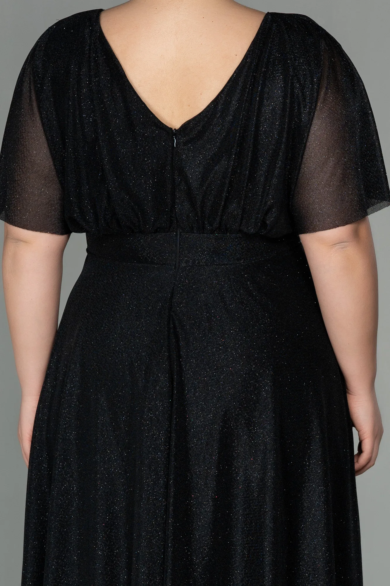 Black-Midi Plus Size Evening Dress ABK1253