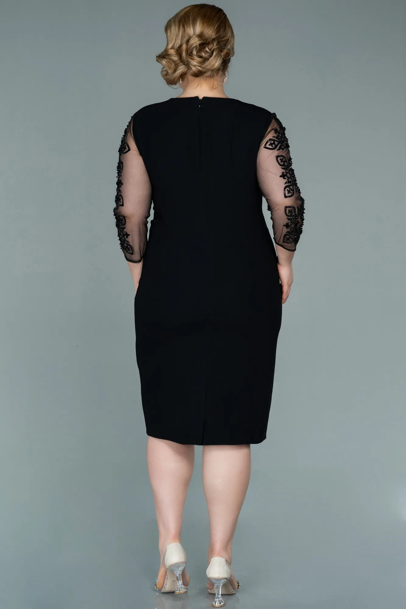 Black-Midi Plus Size Evening Dress ABK1332