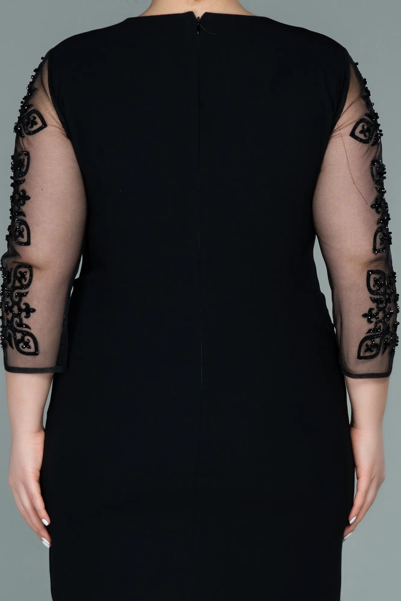 Black-Midi Plus Size Evening Dress ABK1332