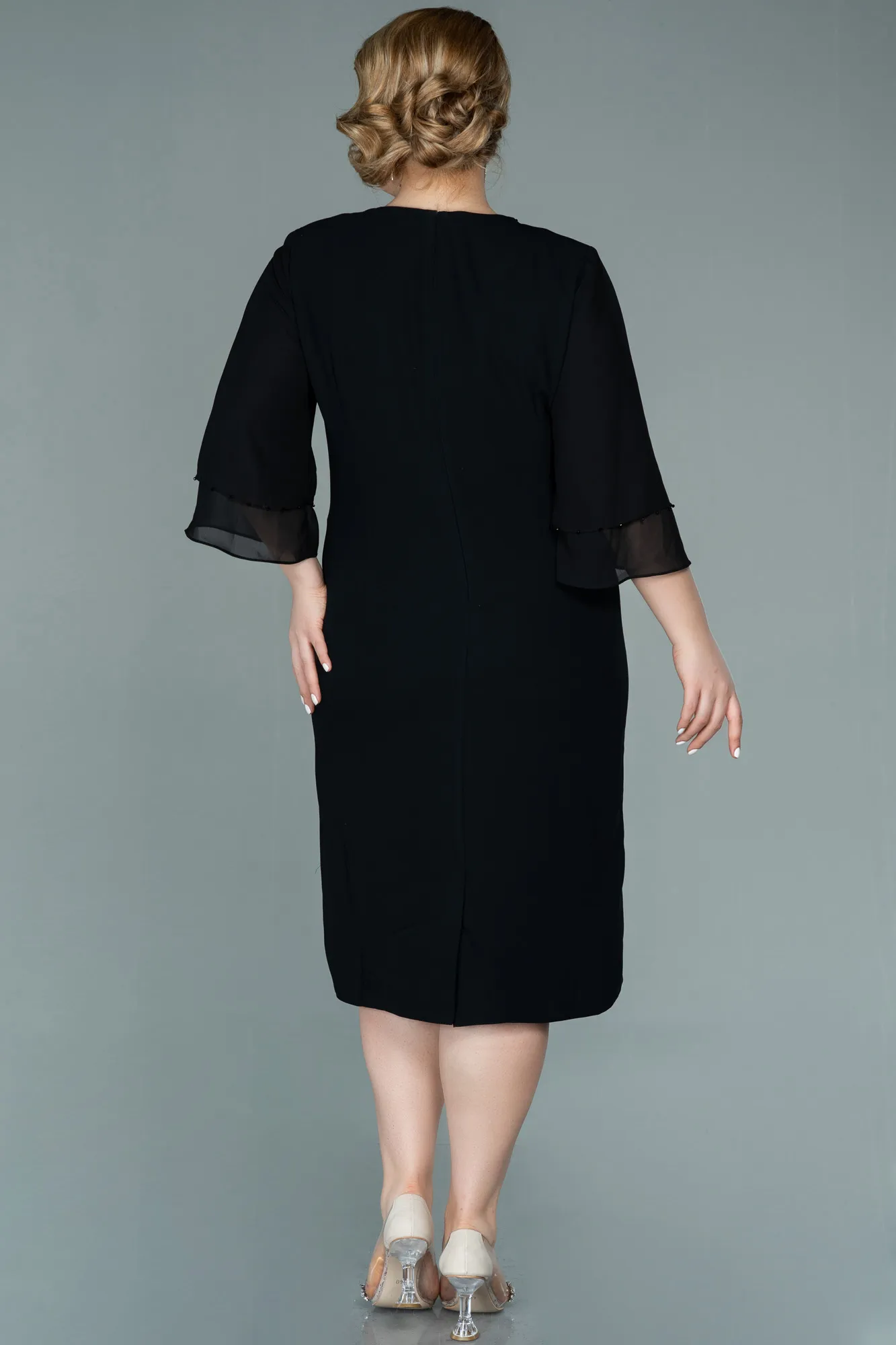 Black-Midi Plus Size Evening Dress ABK1334