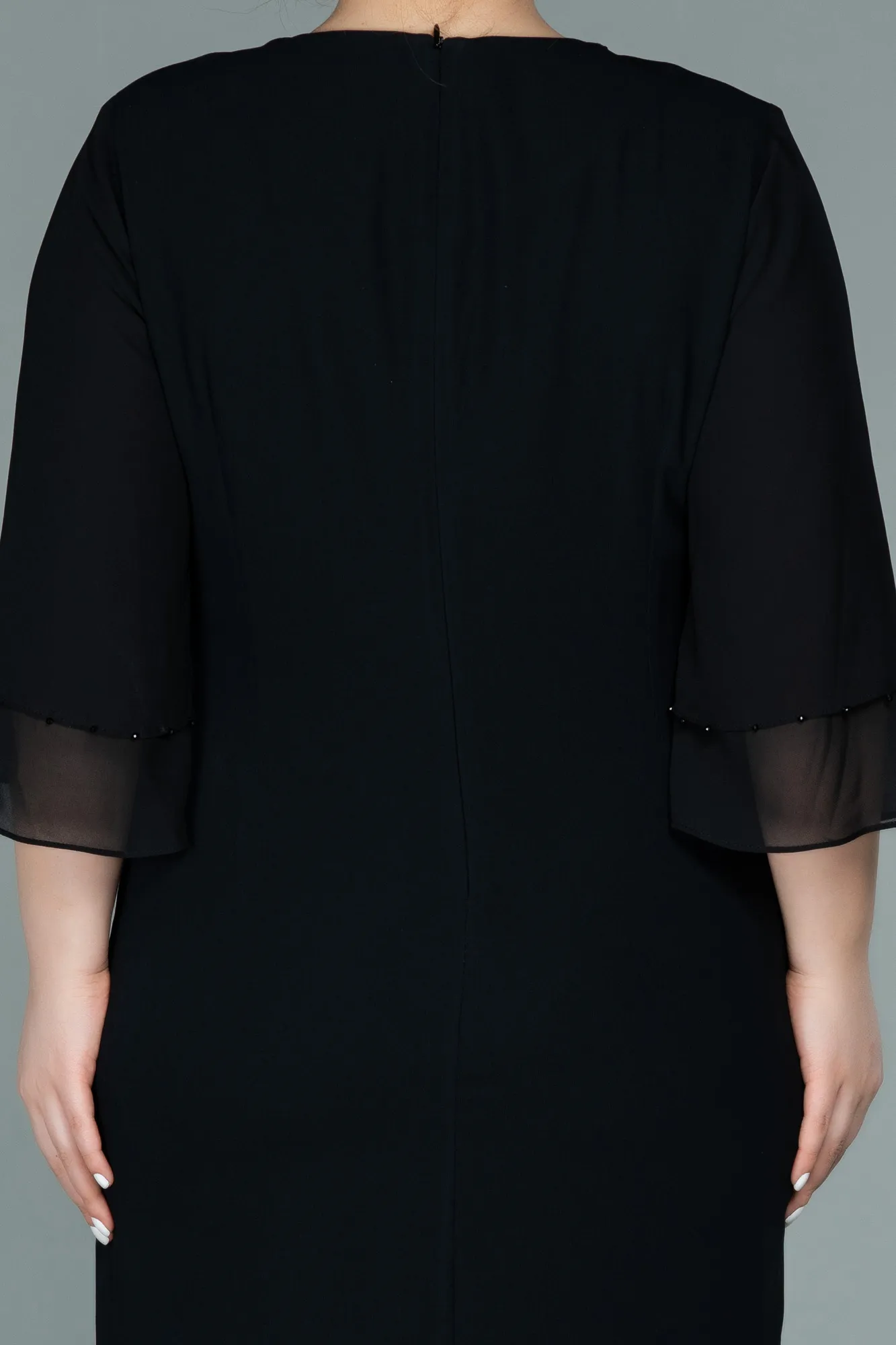 Black-Midi Plus Size Evening Dress ABK1334