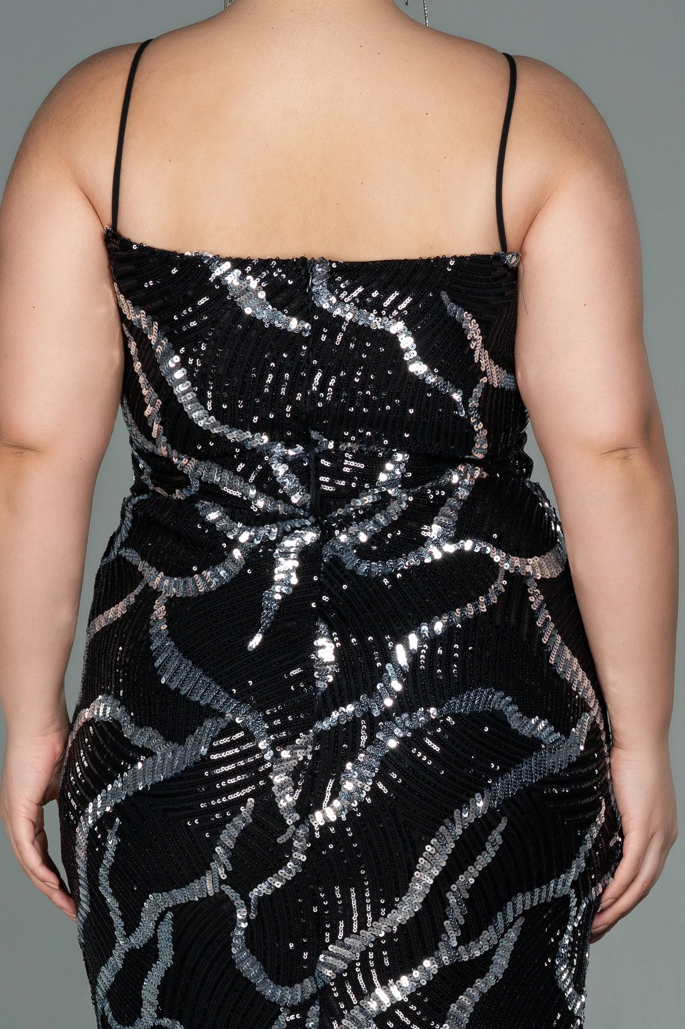 Black-Midi Plus Size Evening Dress ABK1349