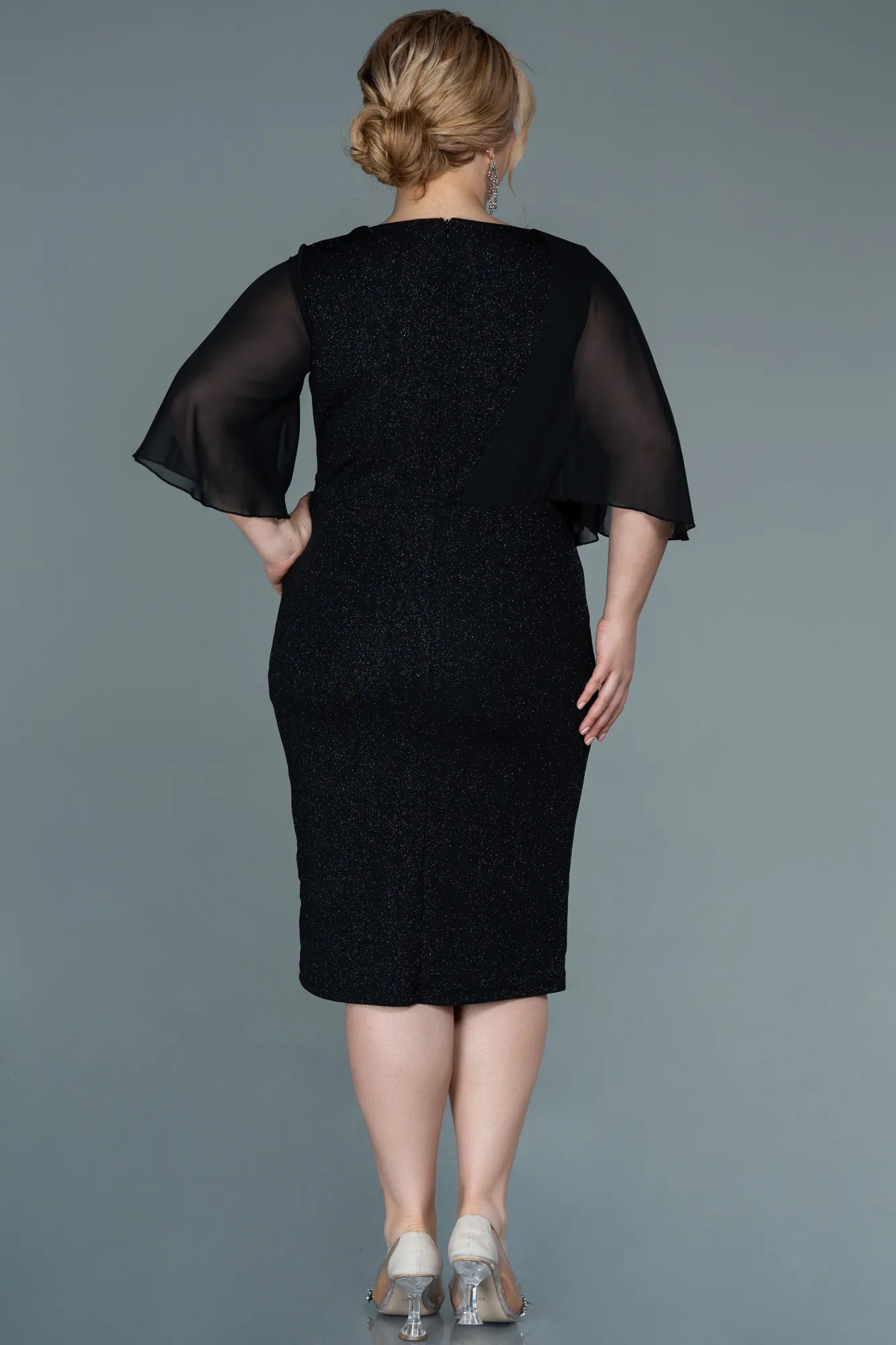 Black-Midi Plus Size Evening Dress ABK1567