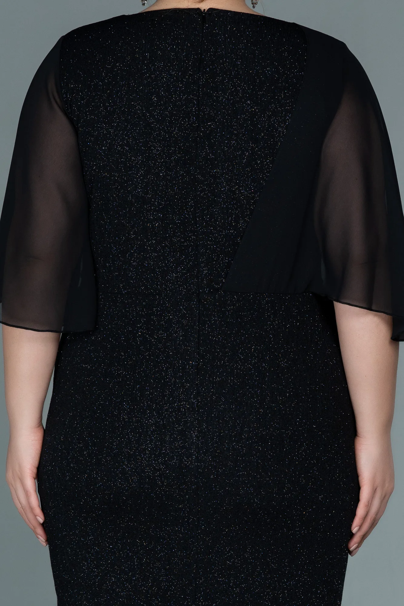 Black-Midi Plus Size Evening Dress ABK1567