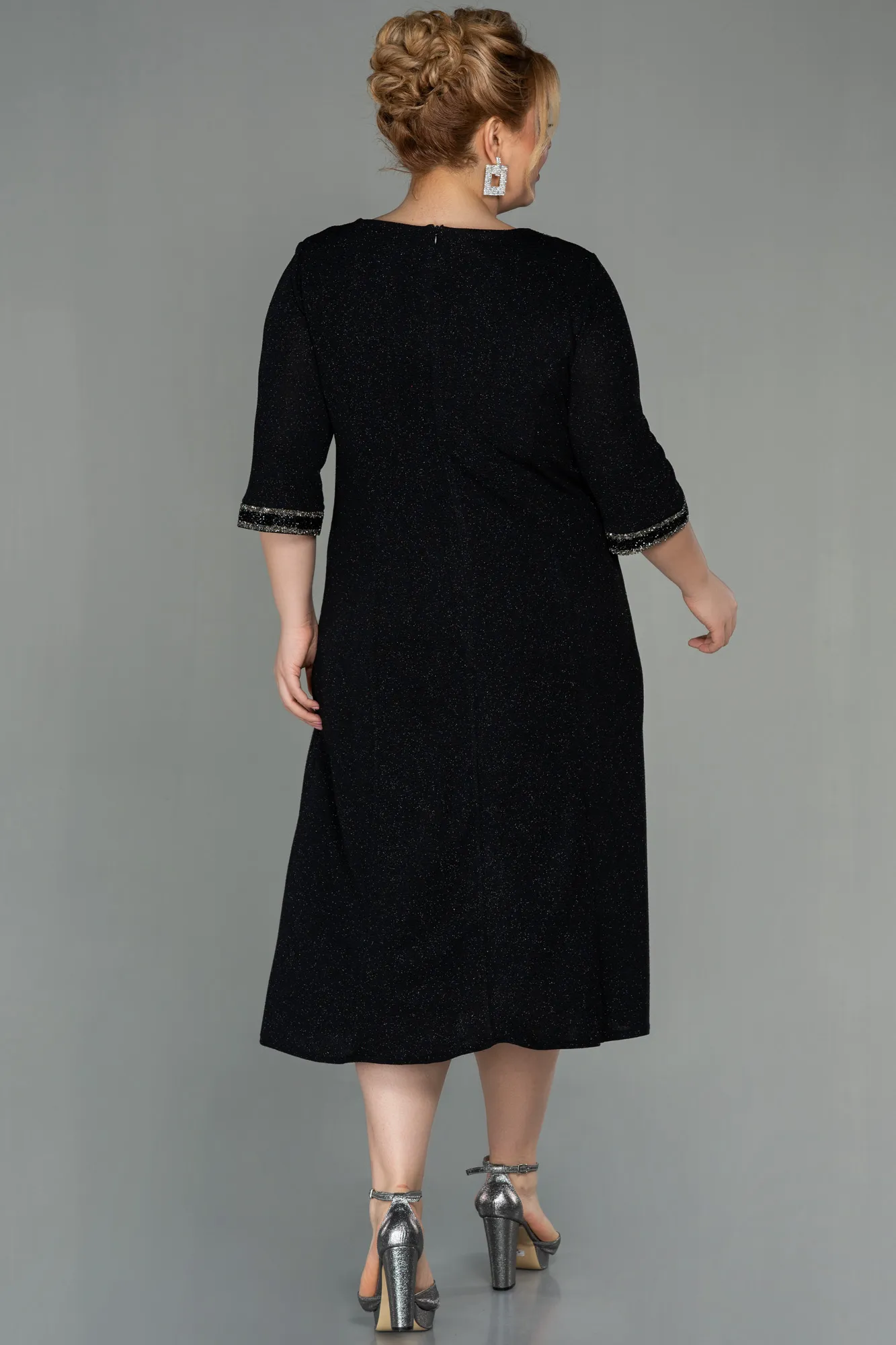 Black-Midi Plus Size Evening Dress ABK1595